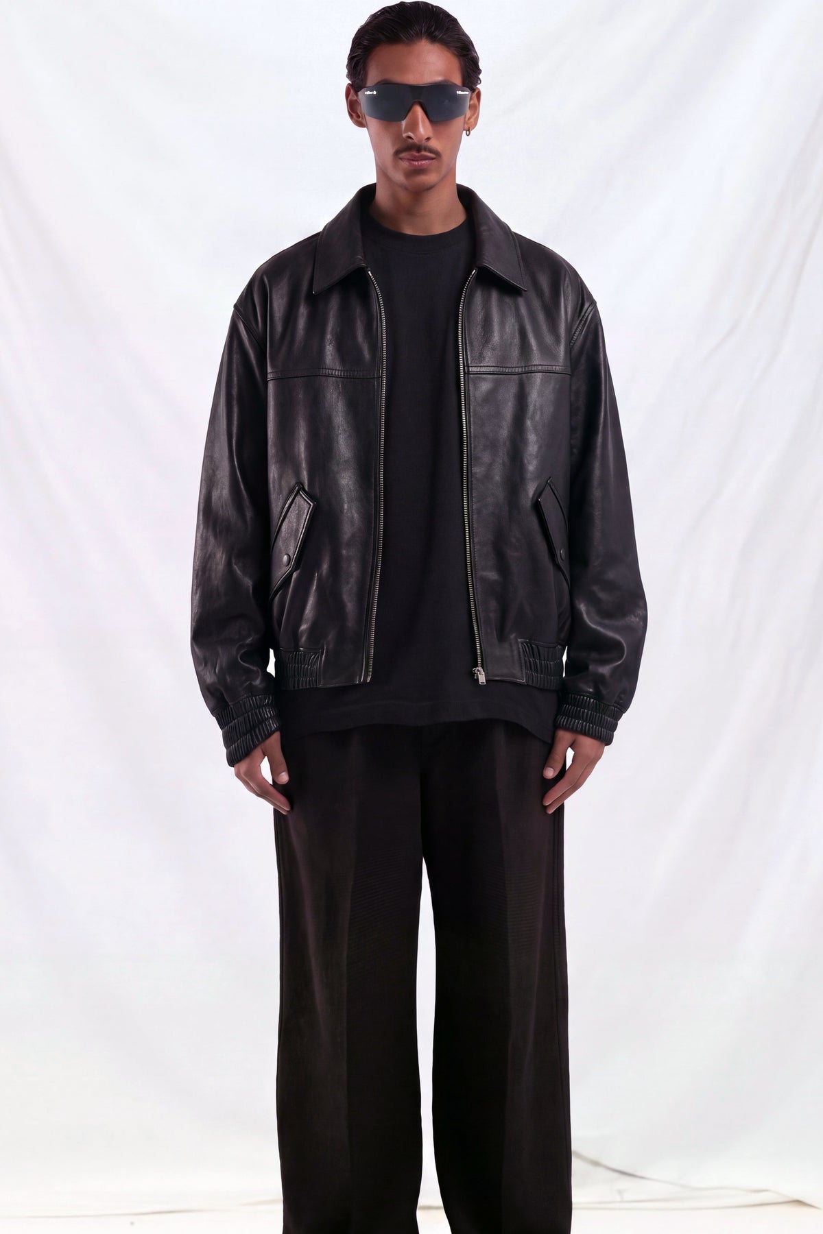 Black Unisex Refined Leather Blouson