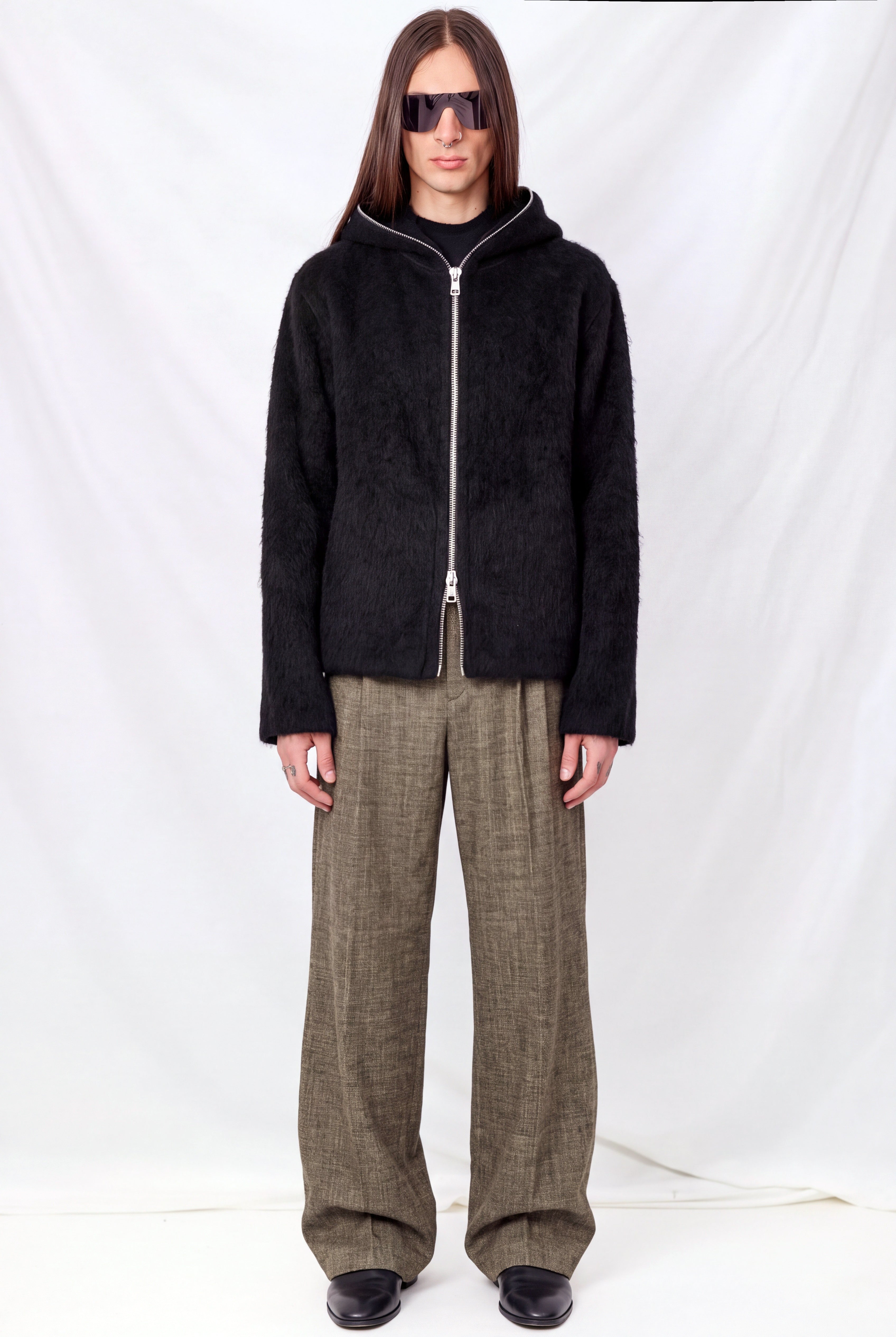 Black Hairy Wool Full Zip Hood - Our Legacy – Assembly New York