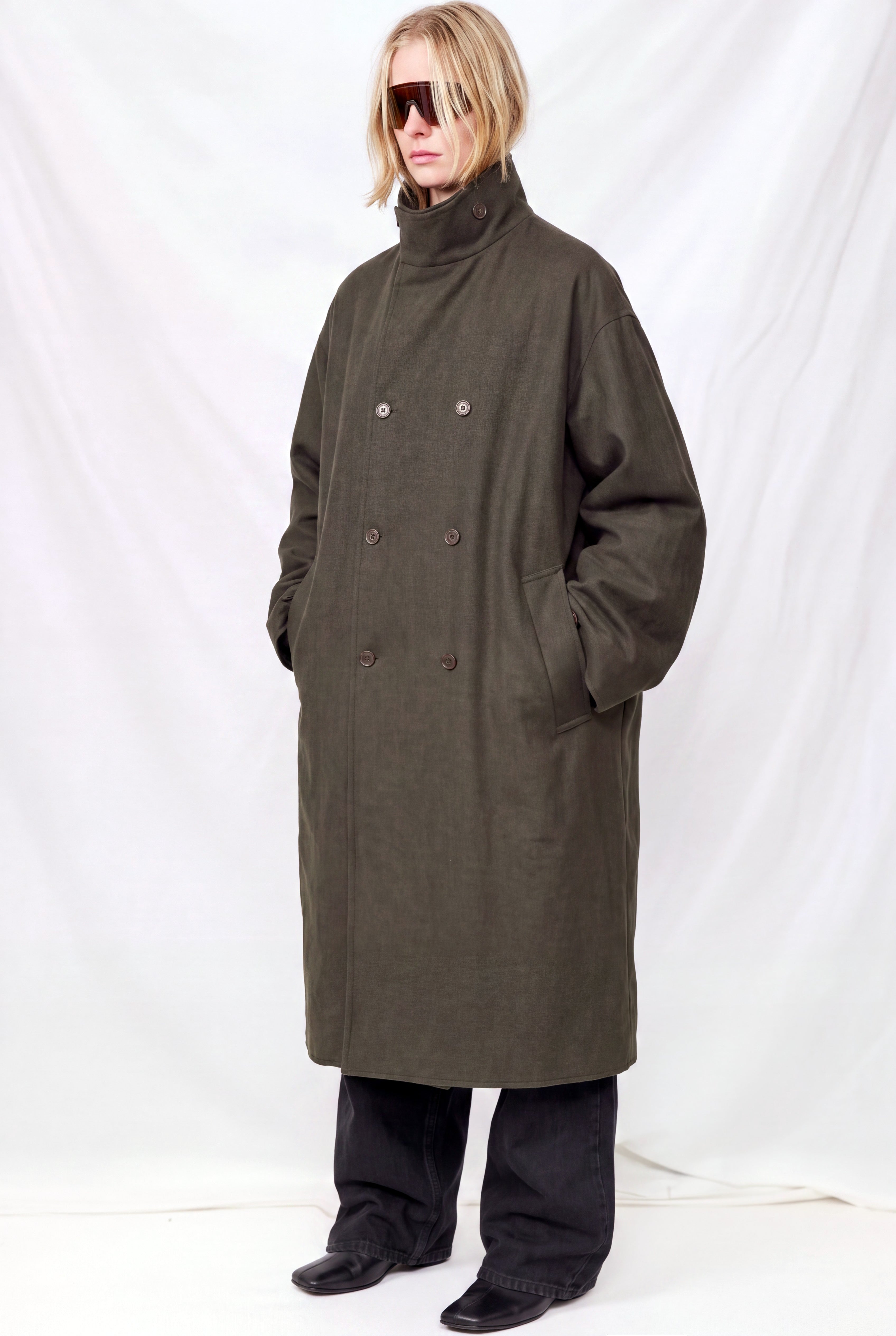 No.65 Green Heavy Wool Oversized Coat