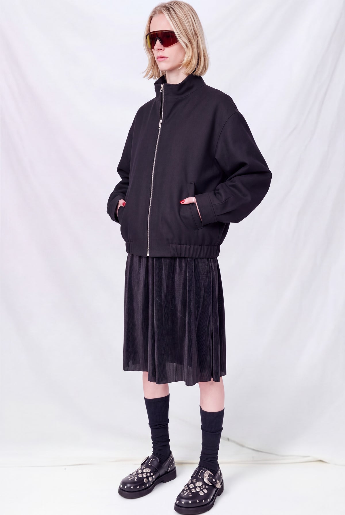 Black Suiting Mockneck Jacket