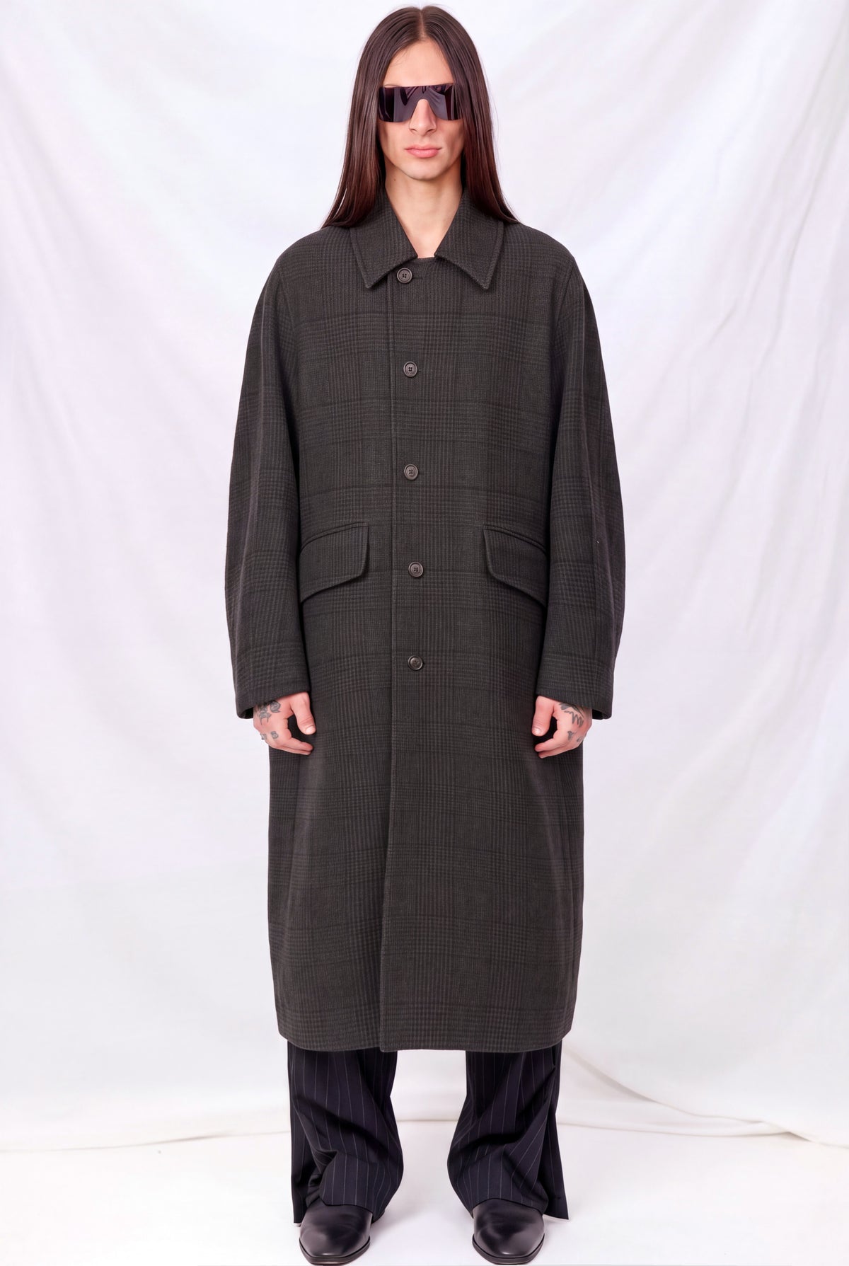 Bishop Check Tempered Wool Collapse Carcoat