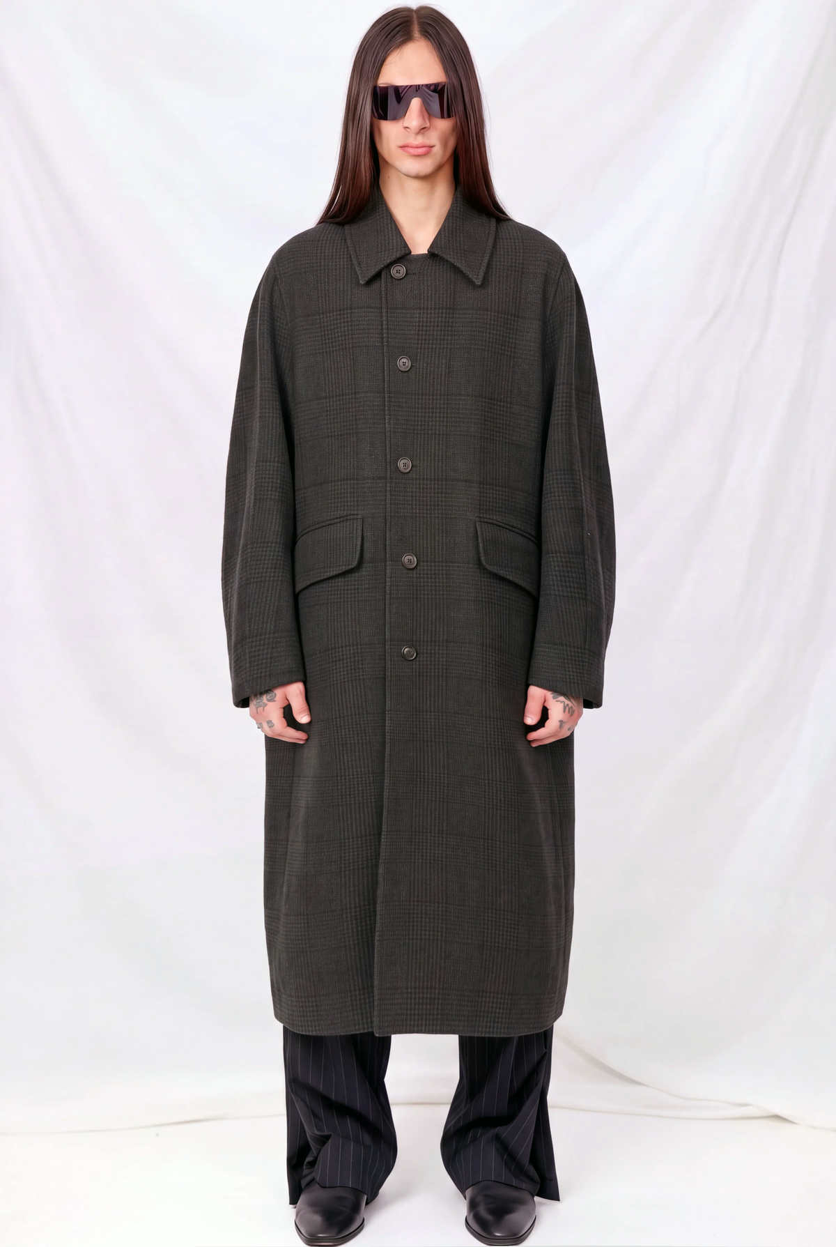Bishop Check Tempered Wool Collapse Carcoat