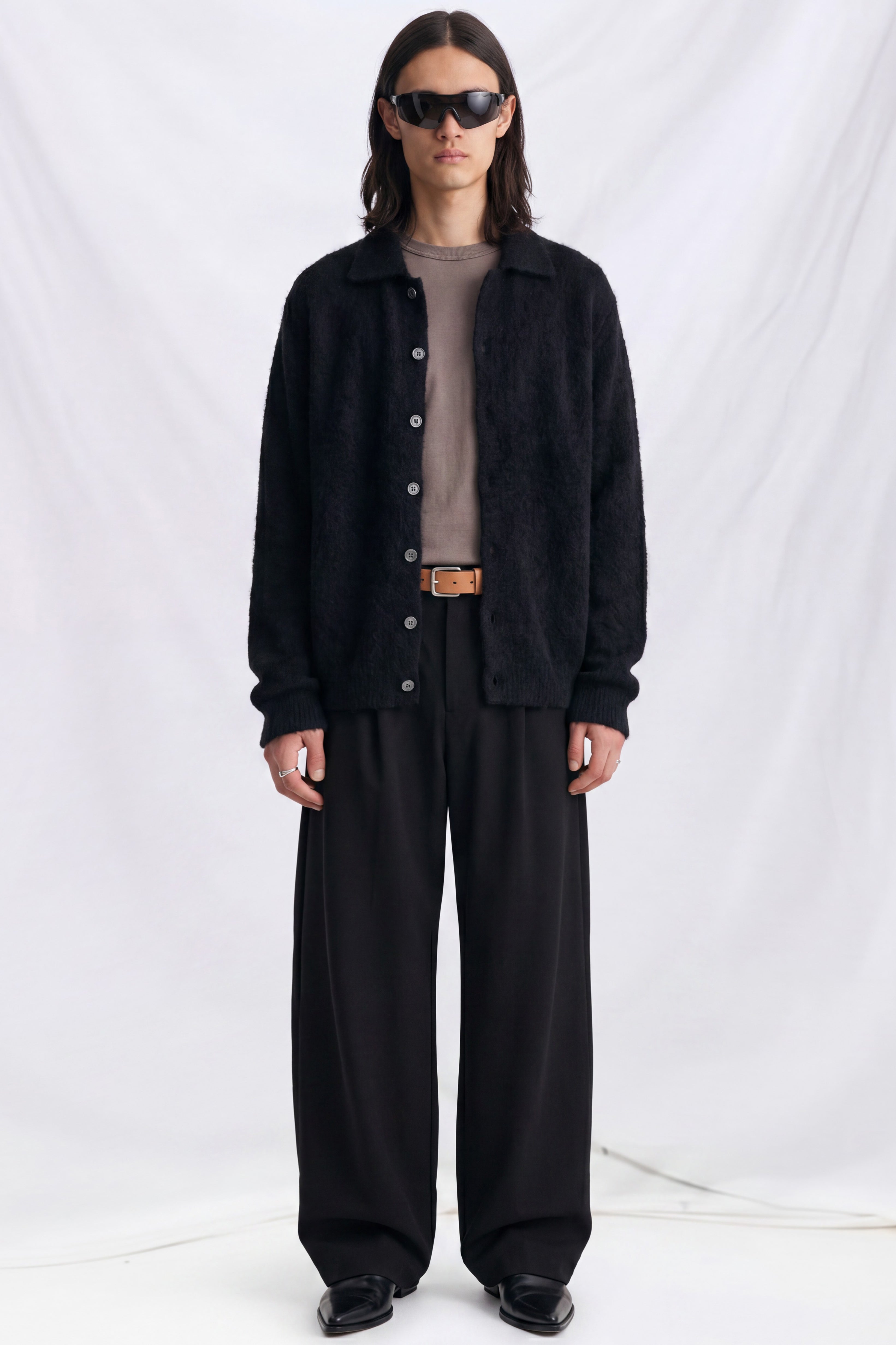 Black Fuzzy Alpaca Evening Polo
