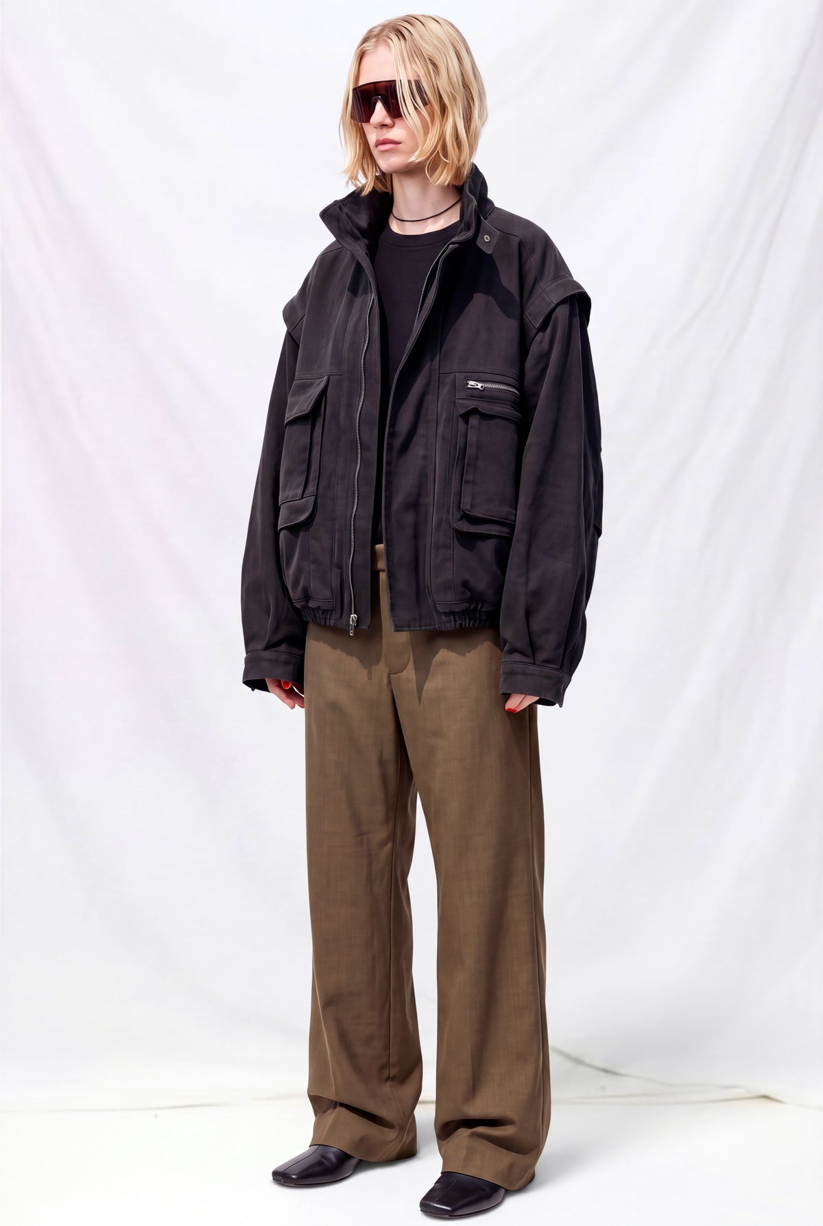 Overdyed Black Denim Military Jacket