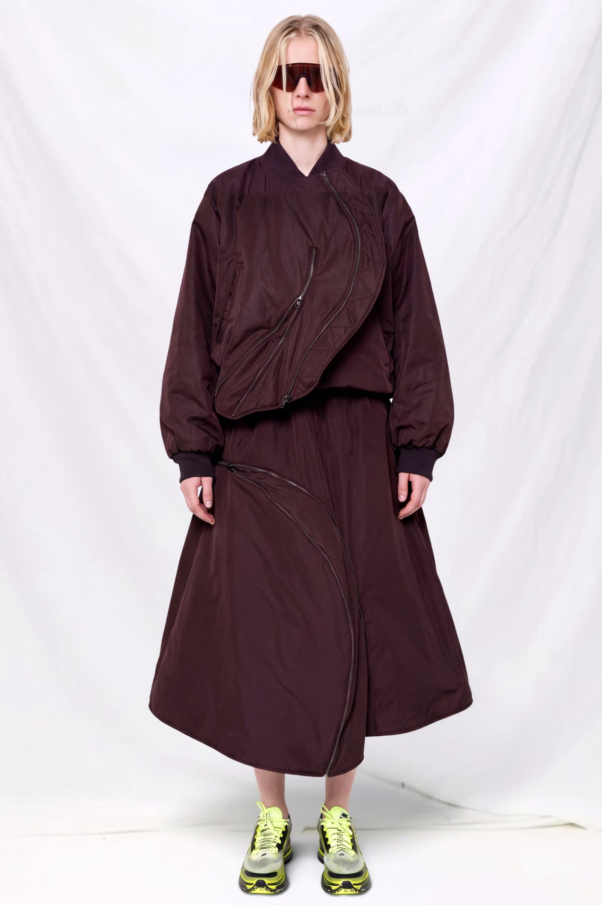 Dark Brown A-Line Bomber Skirt