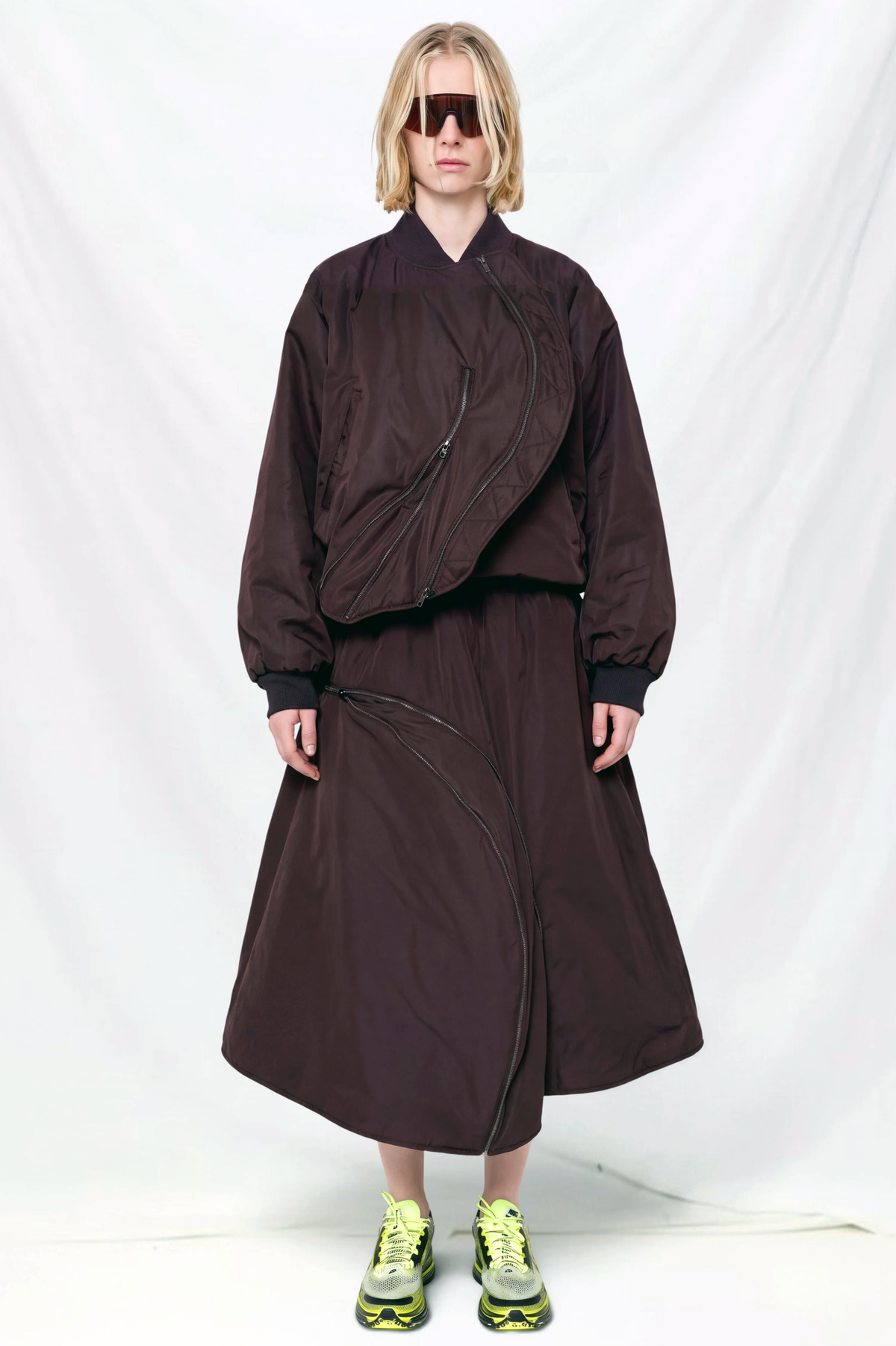 Dark Brown A-Line Bomber Skirt