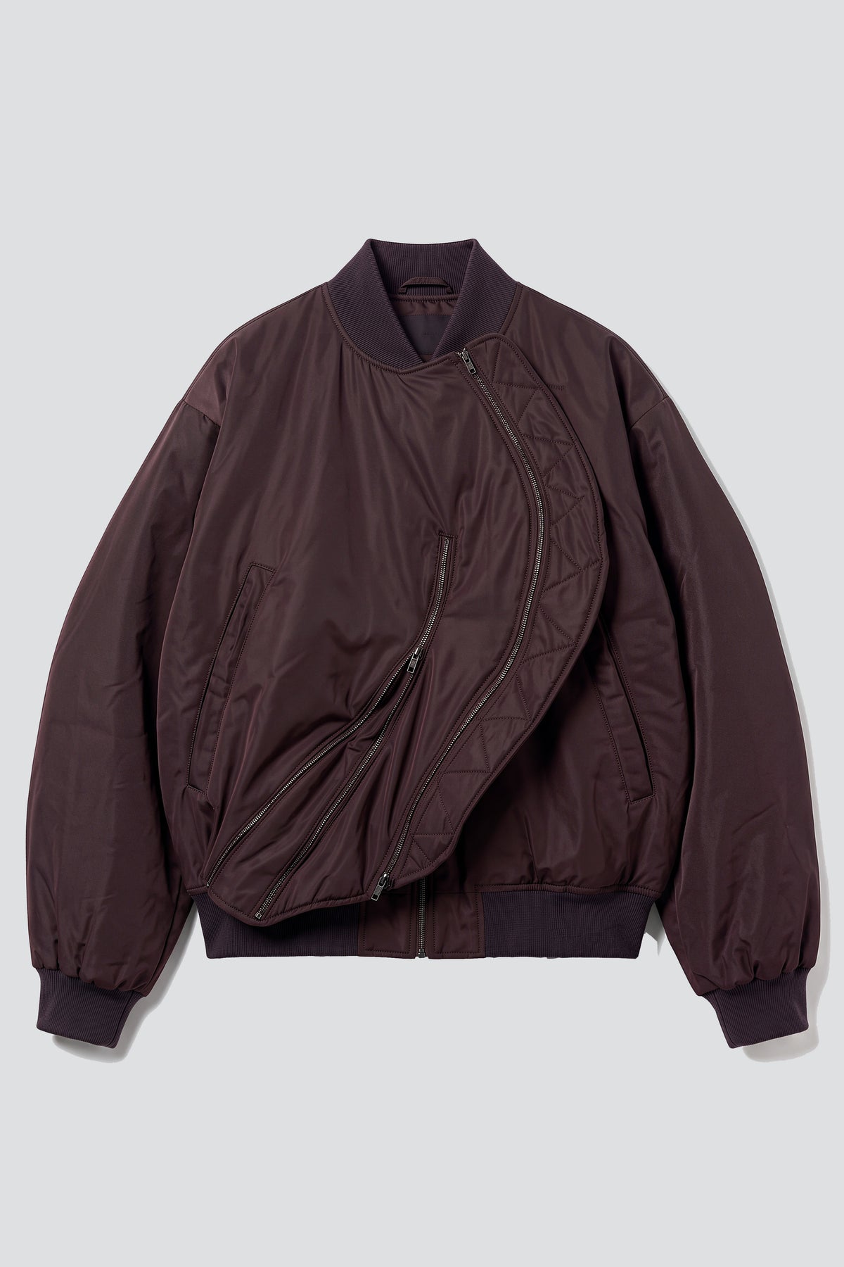 Dark Brown Round Bomber Jacket