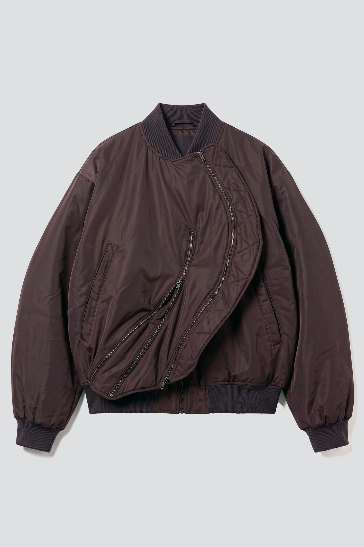 Dark Brown Round Bomber Jacket