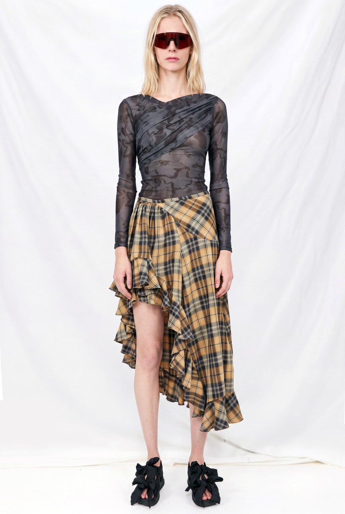 Black Floral Scribble Wrapped Cardio Crew