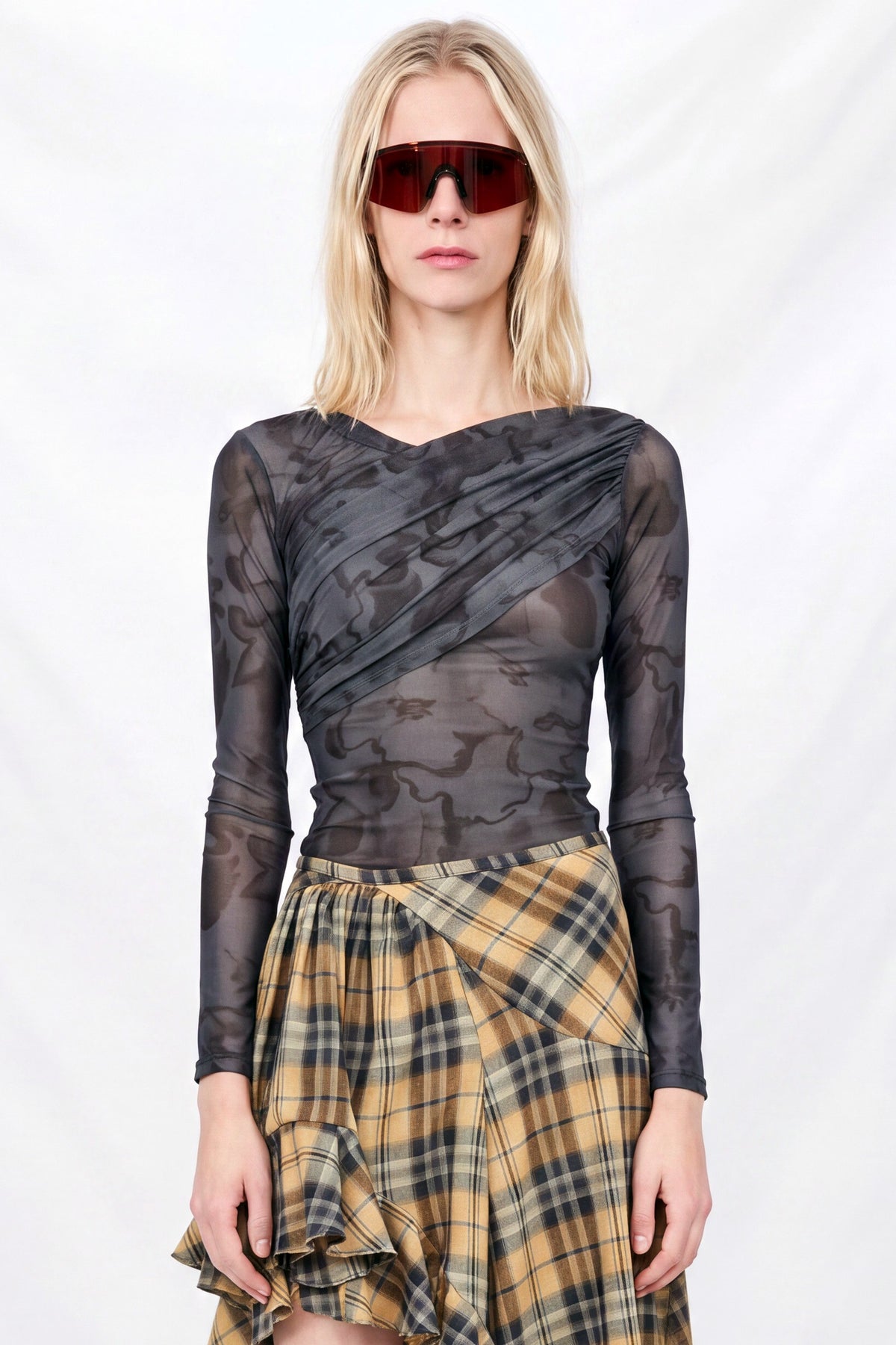 Black Floral Scribble Wrapped Cardio Crew