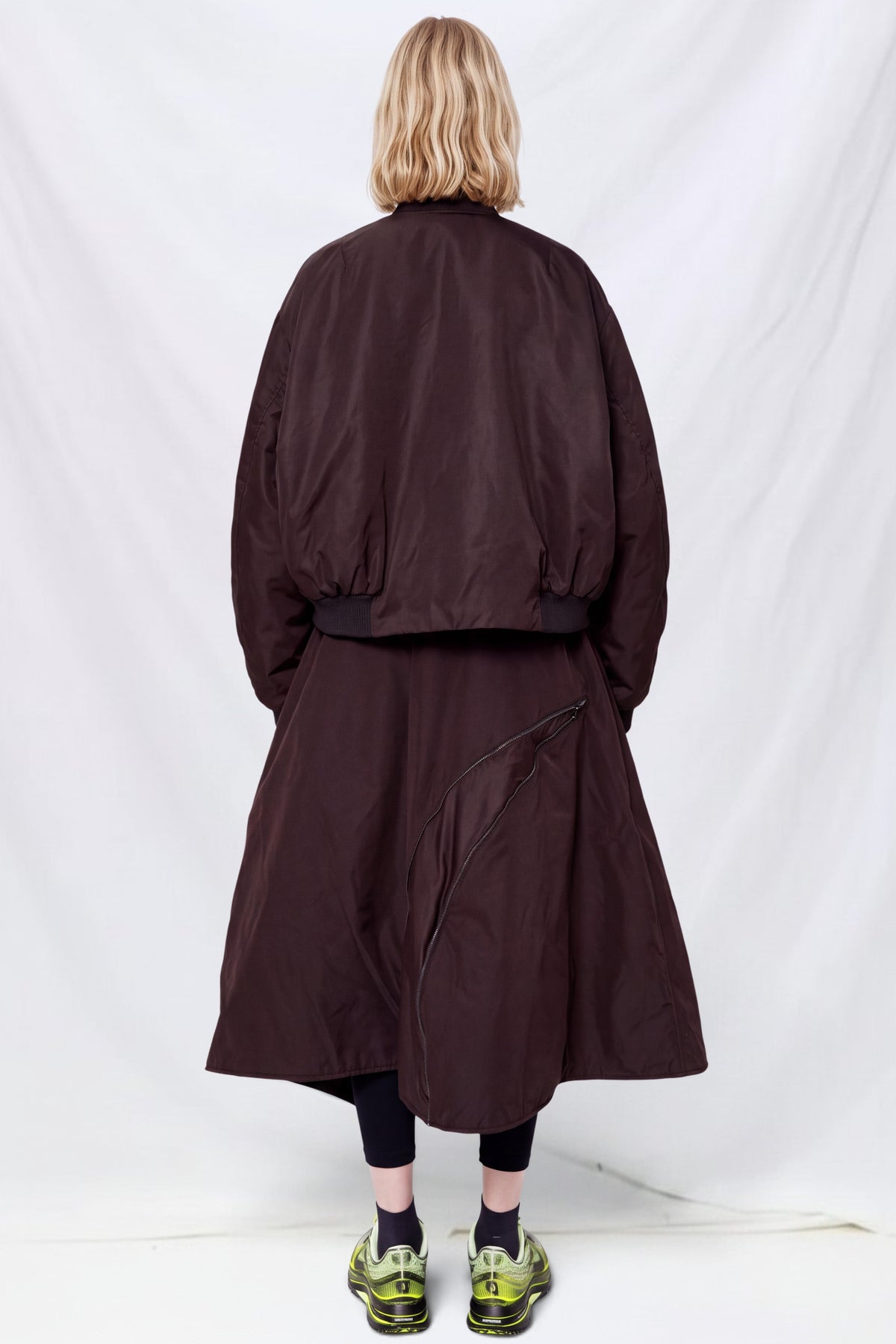 Dark Brown Round Bomber Jacket