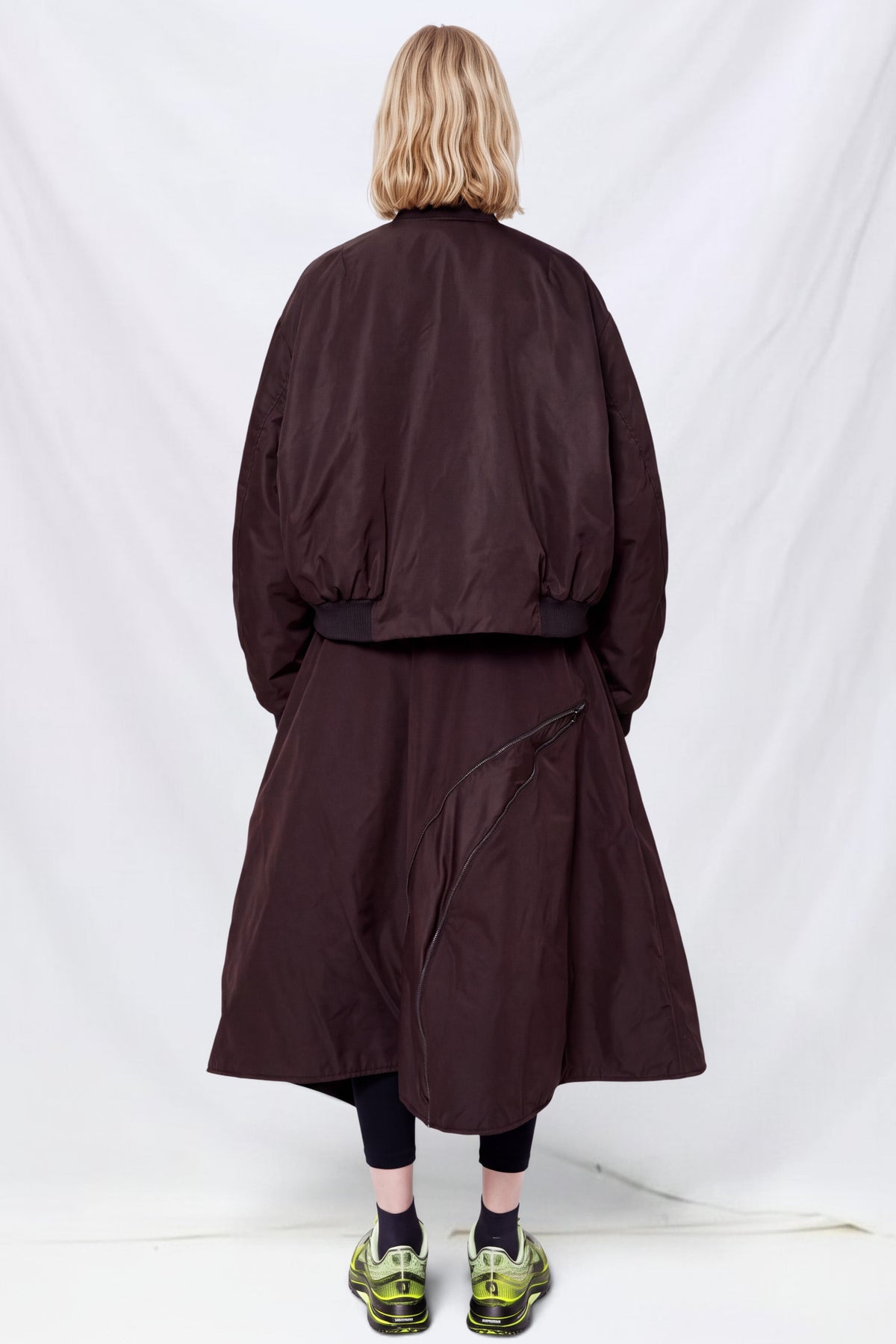 Dark Brown A-Line Bomber Skirt