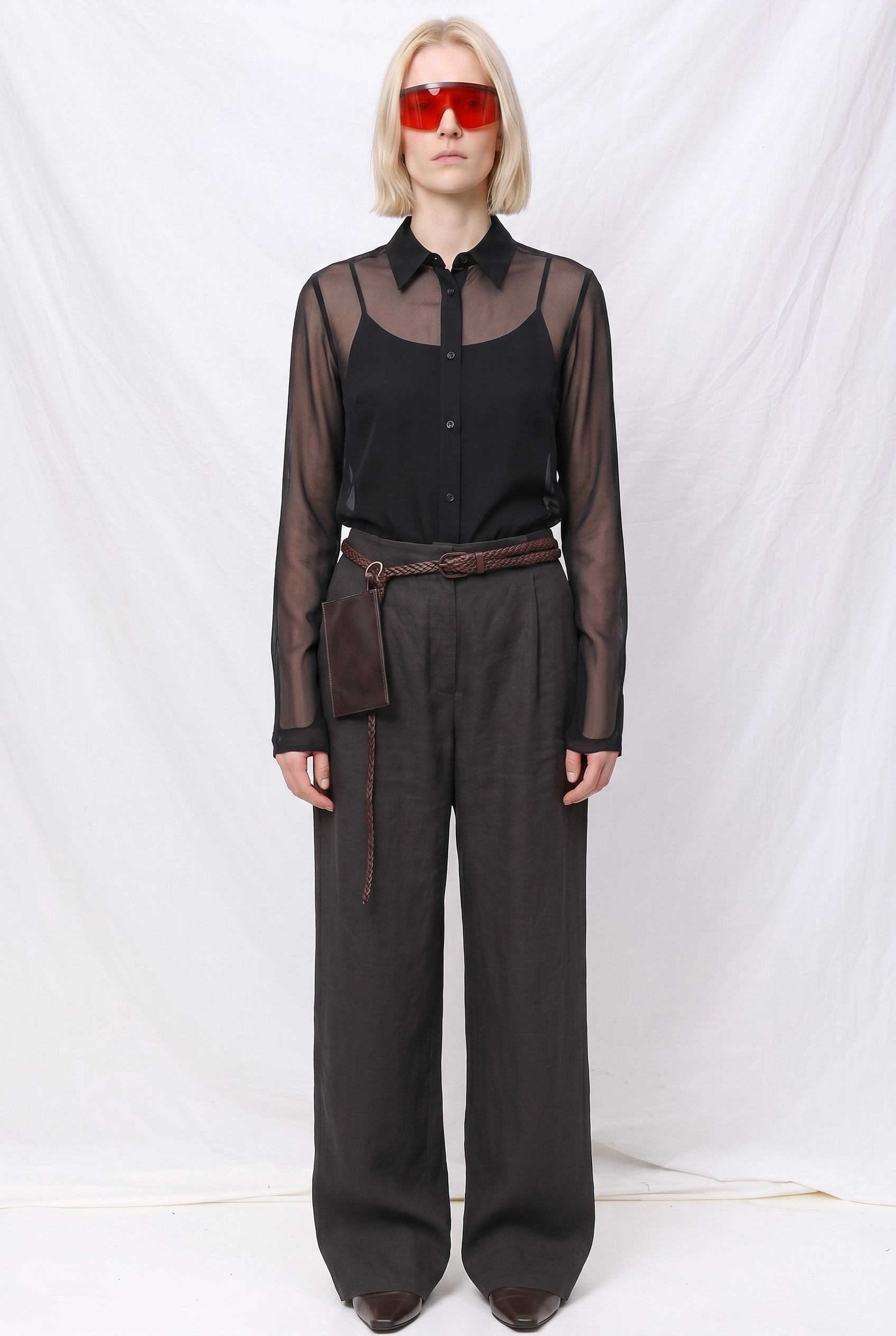 Black Sheer Slim Shirt