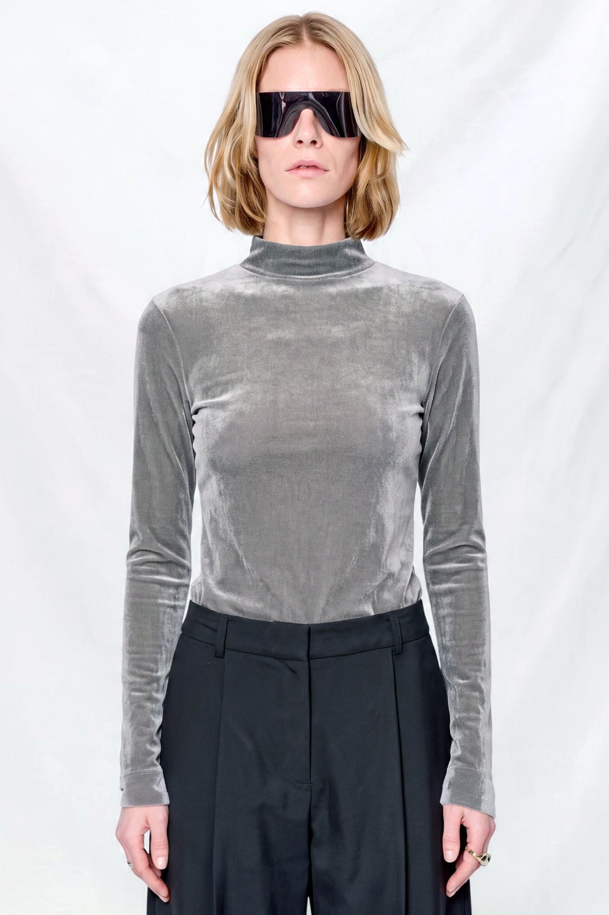 Grey Mock Neck Top