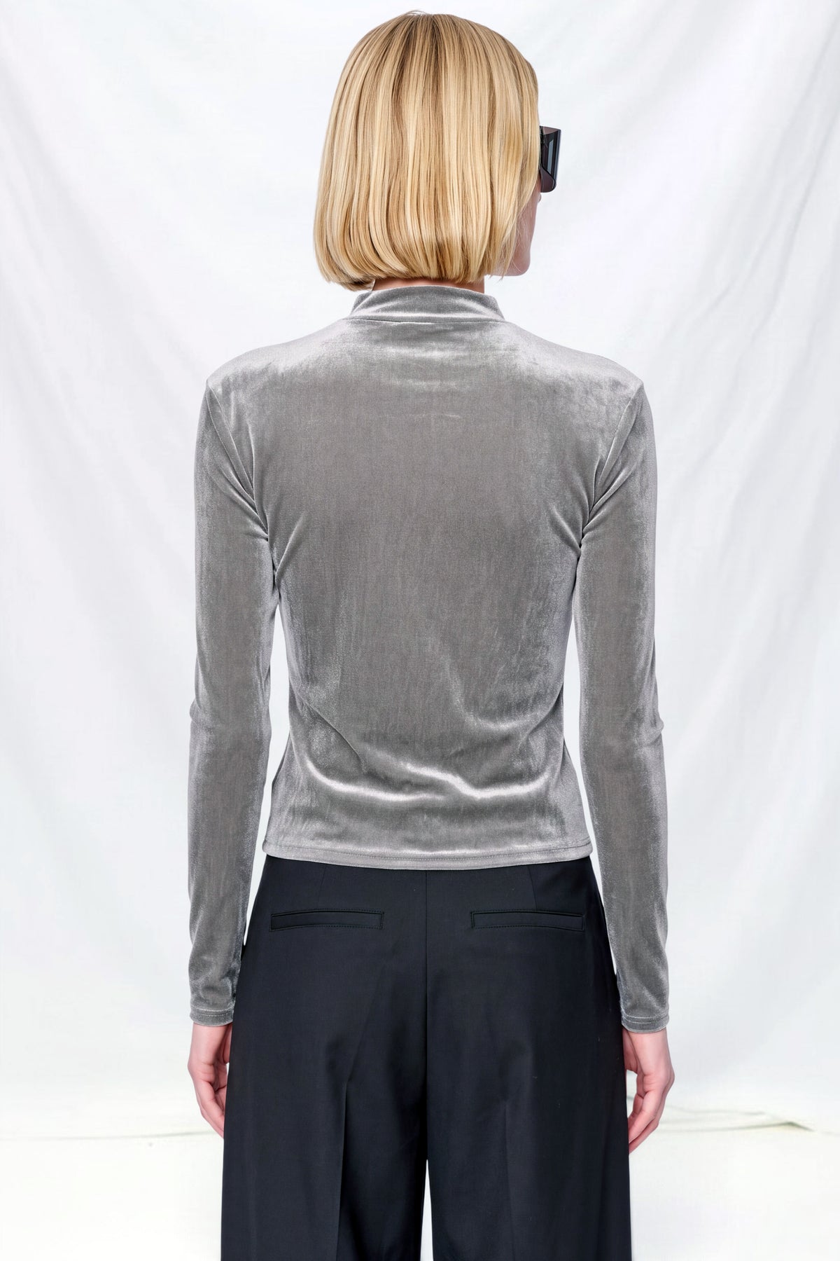 Grey Mock Neck Top