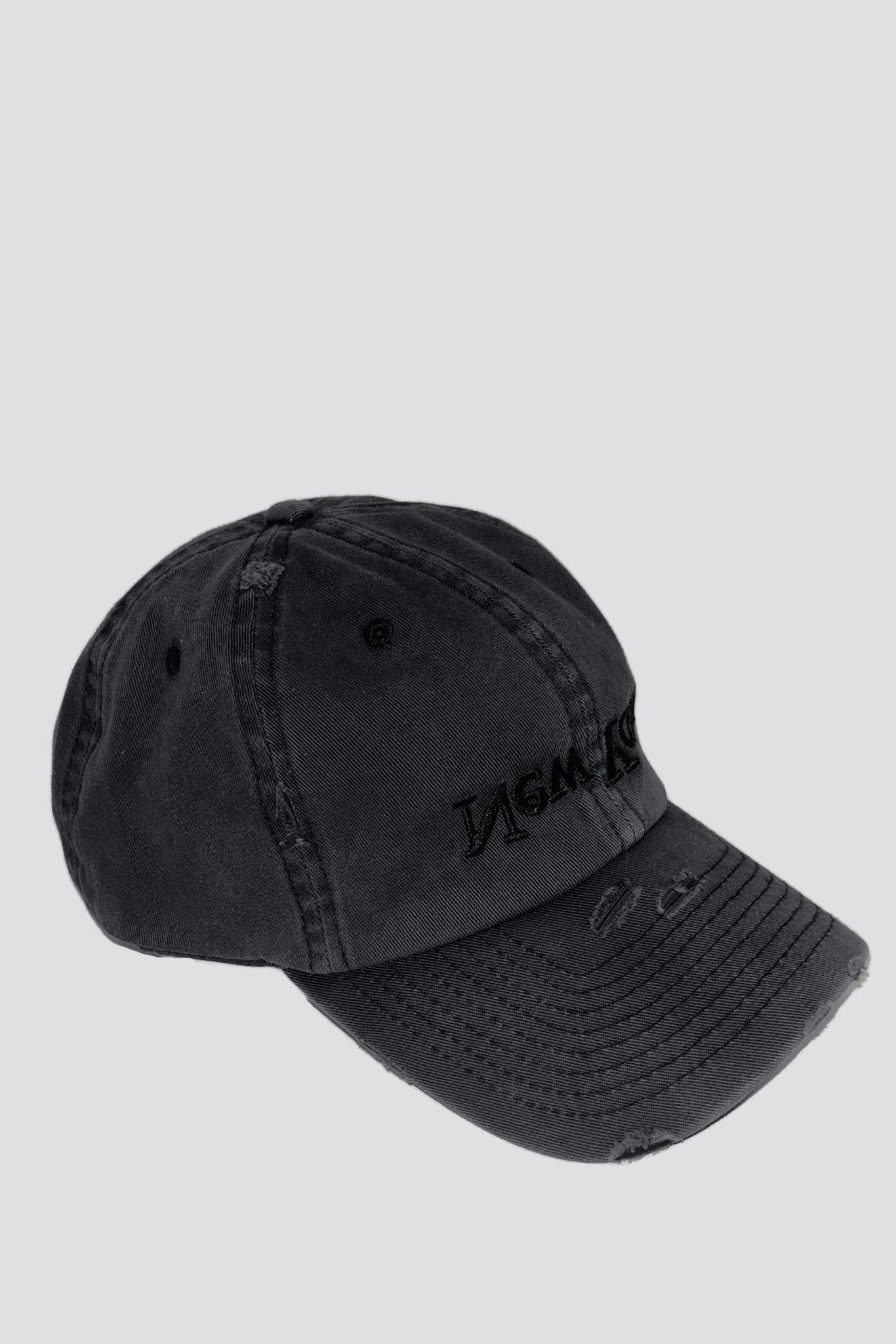 Distressed New York Embroidered Hat - Washed Black