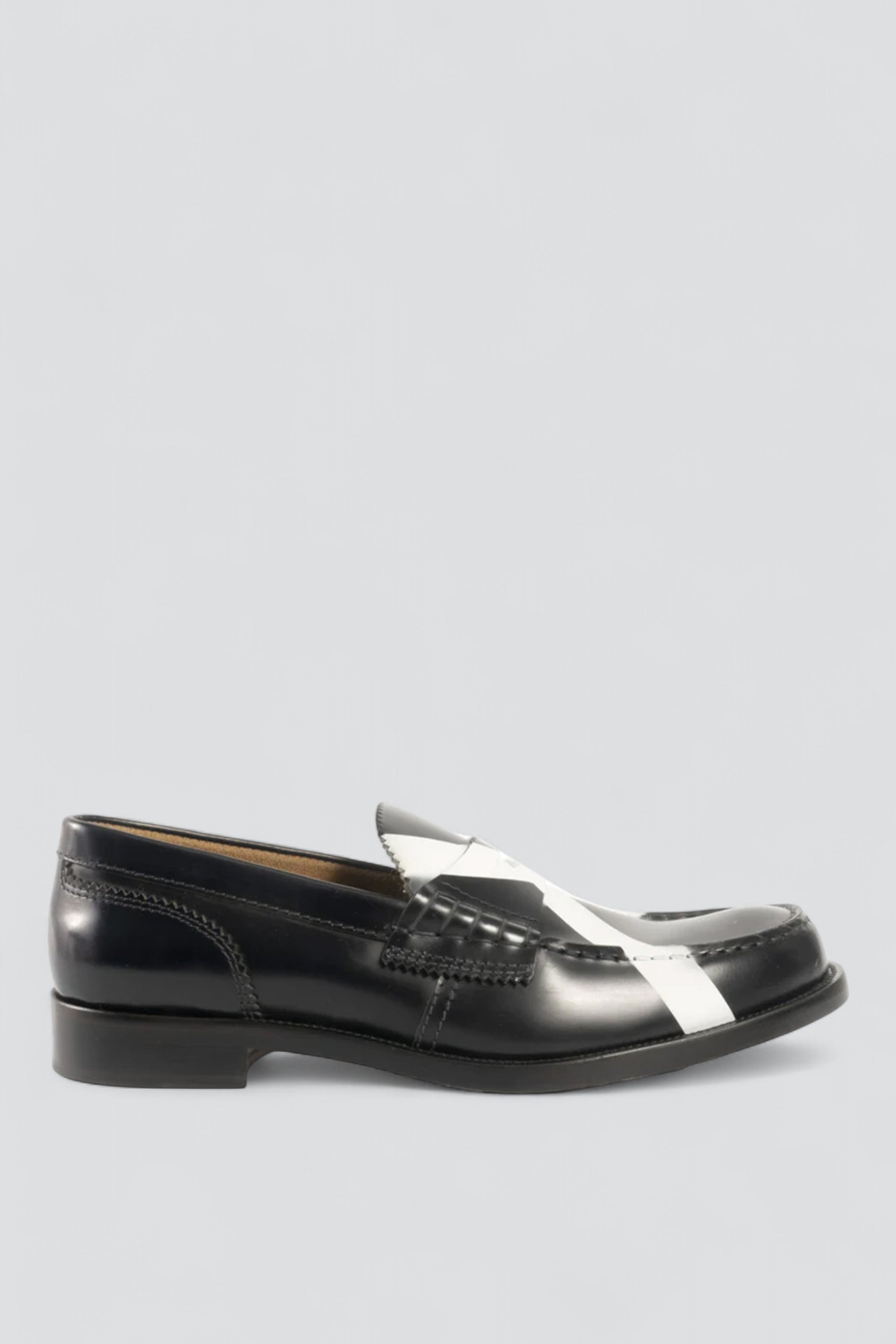 Antik Black X White Leather Loafers