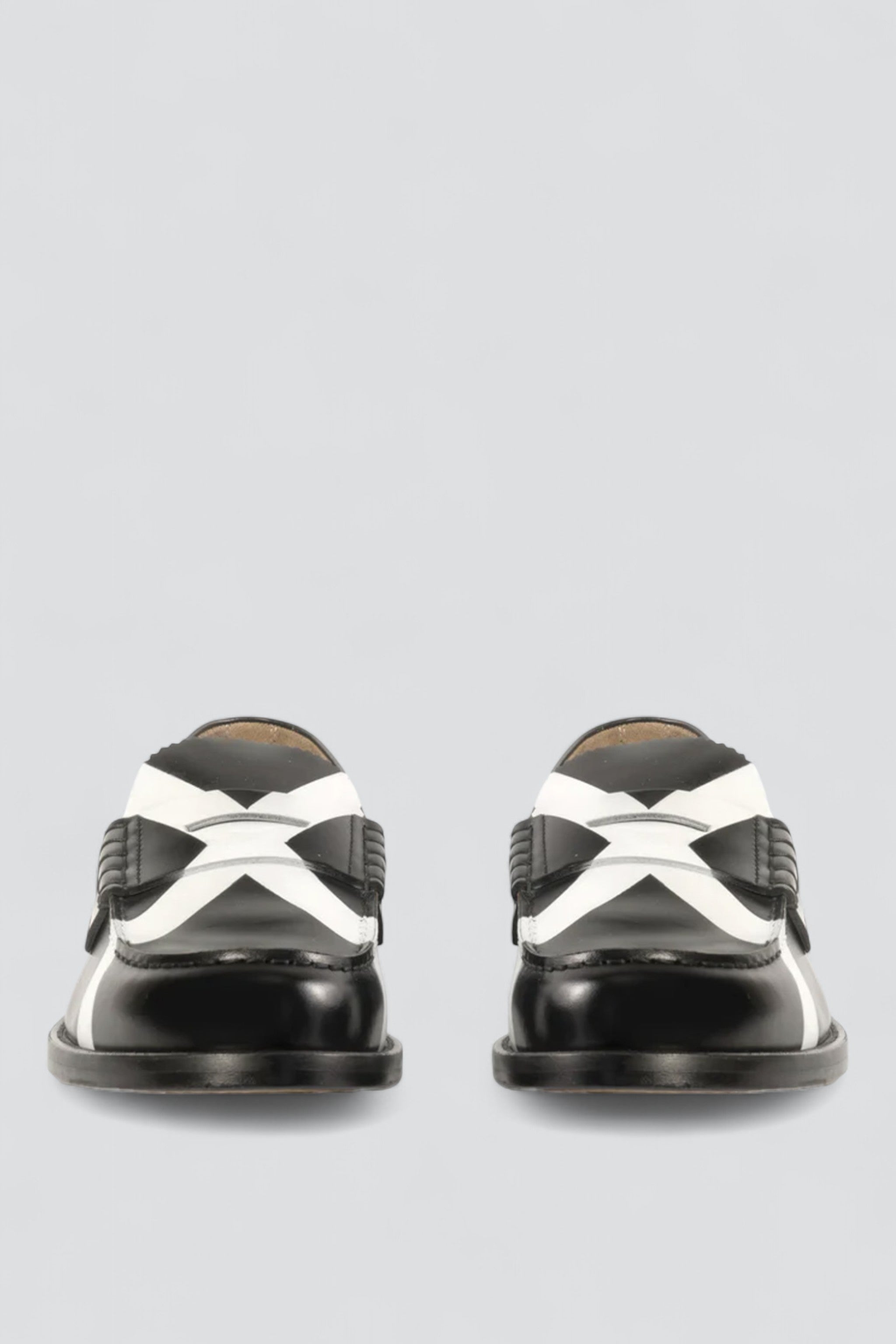 Antik Black X White Leather Loafers