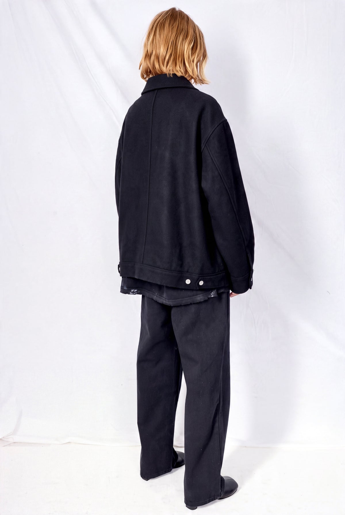 Black Wool Fireman Box Jacket