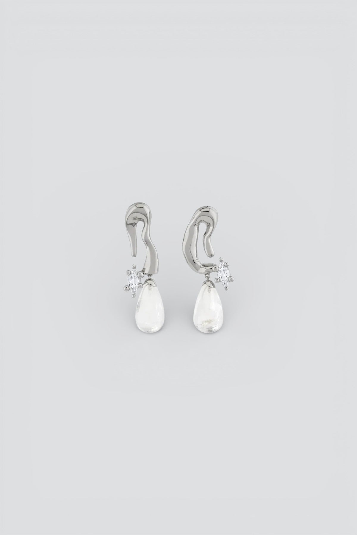 Awe Inspired x Collina Strada Silver Mini Petal Drop Earrings