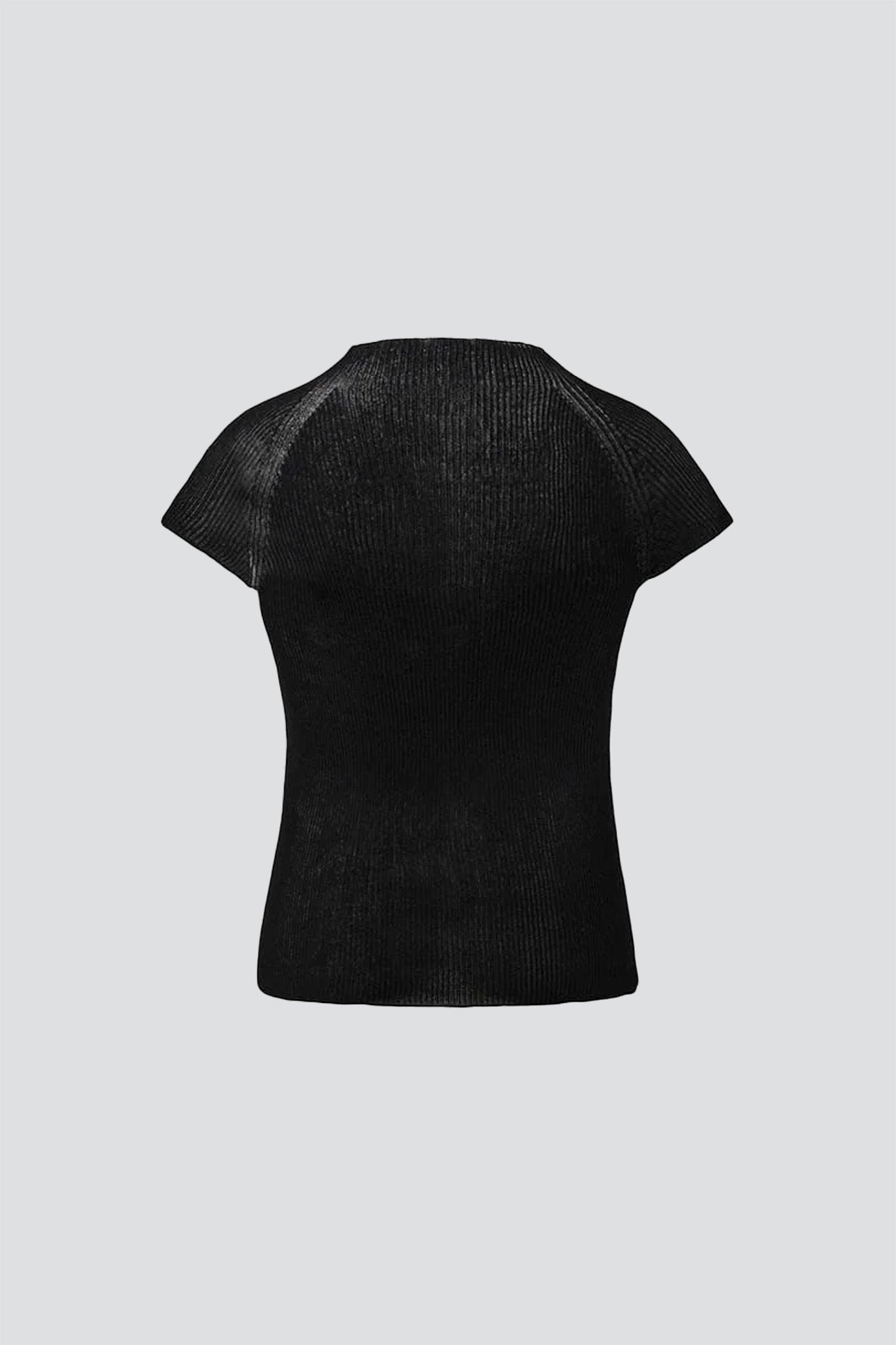 Black Whole Garment Cap Sleeve Knit Top