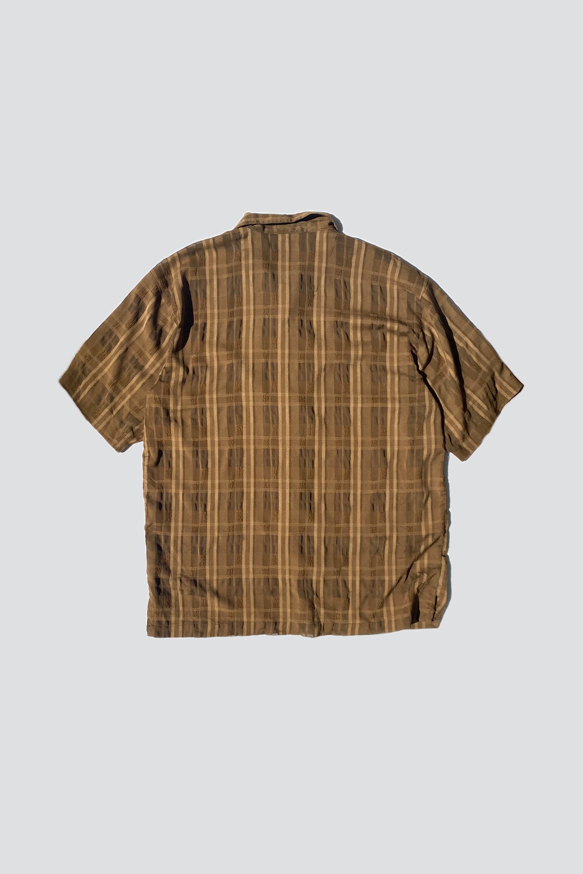Brown Textured Plaid Loose Button Up