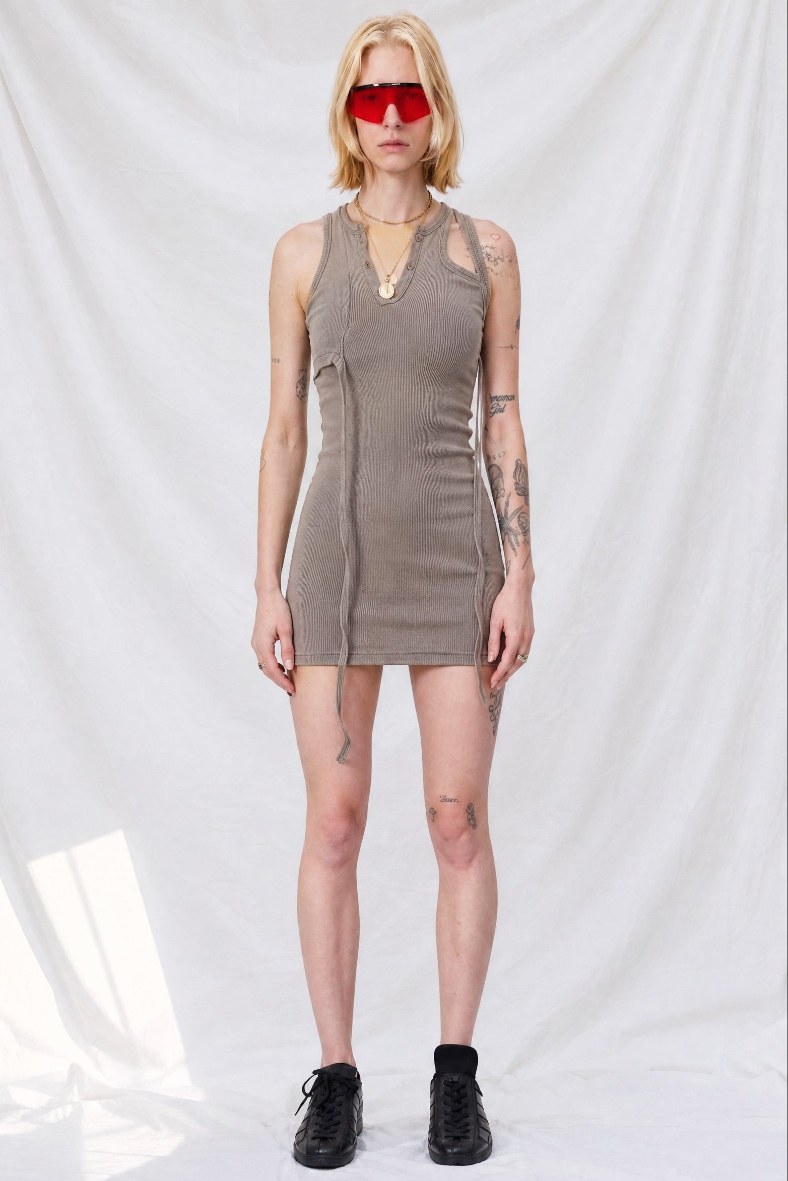 Beige Otto Tank Mini Dress