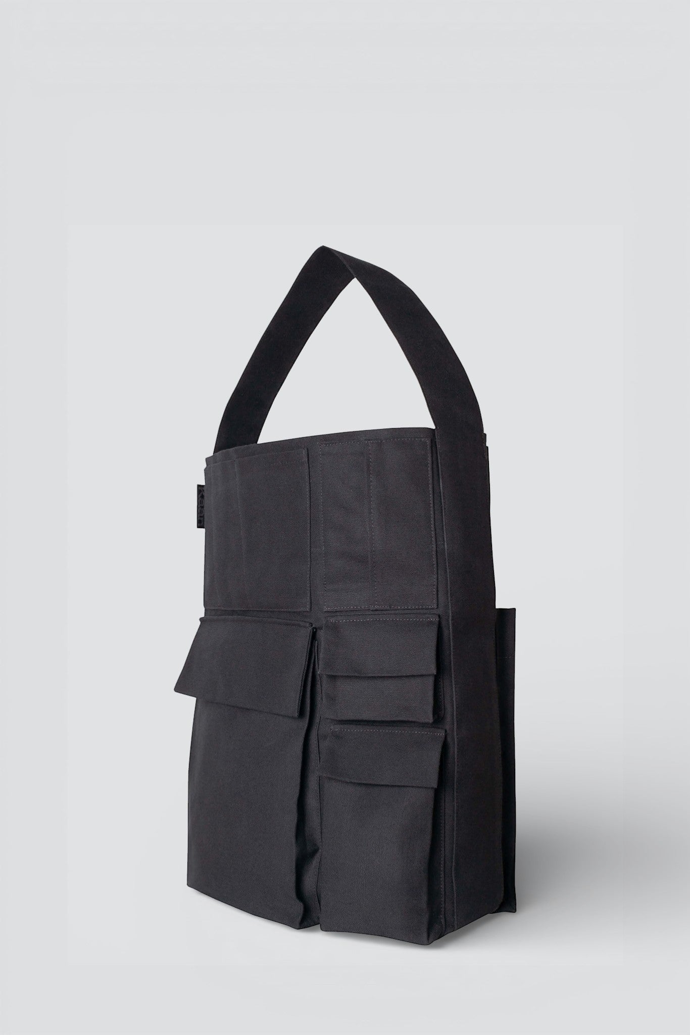 Black Large Pockets Bucket Tote