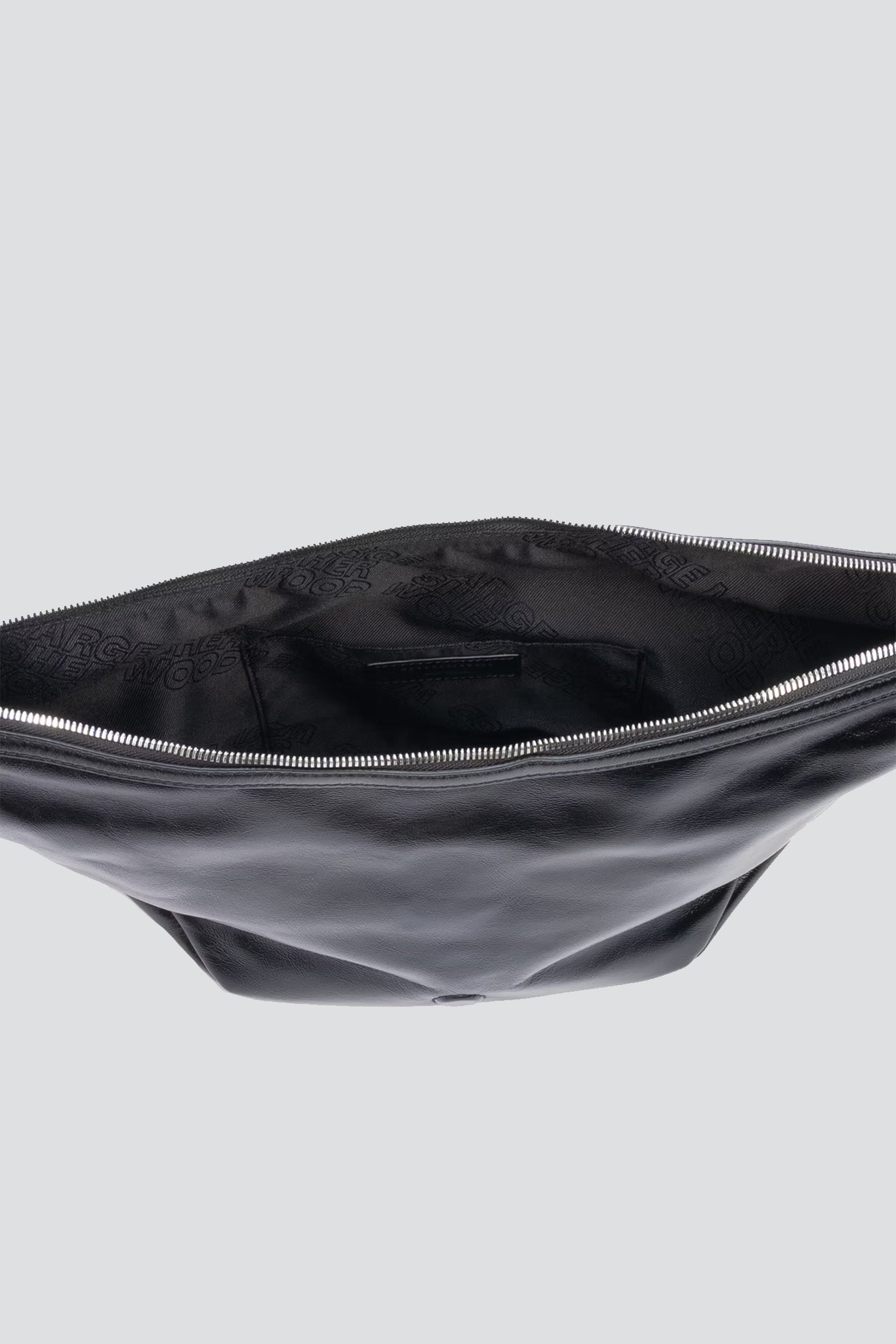 Black Glossy Plain Belted Medium Hobo