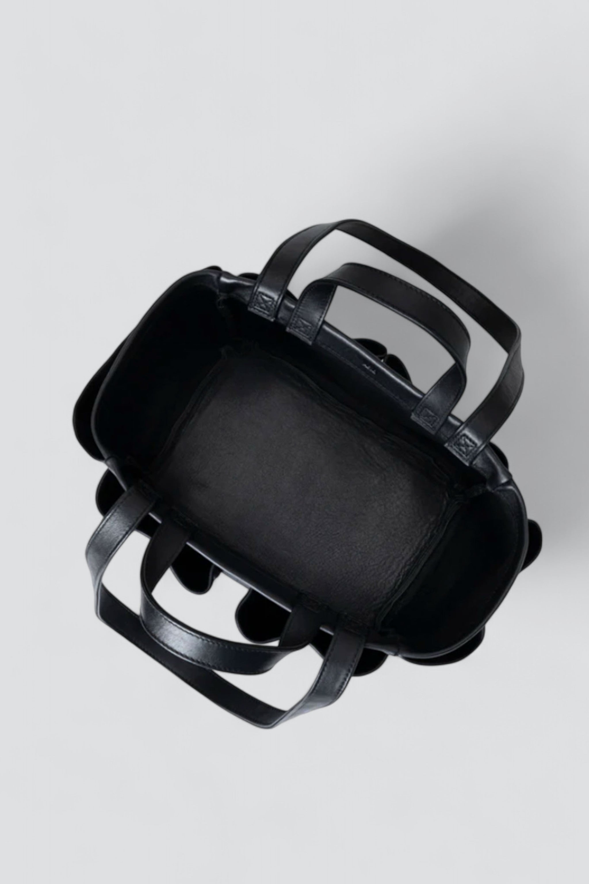 Black Leather Double Handle S Tote