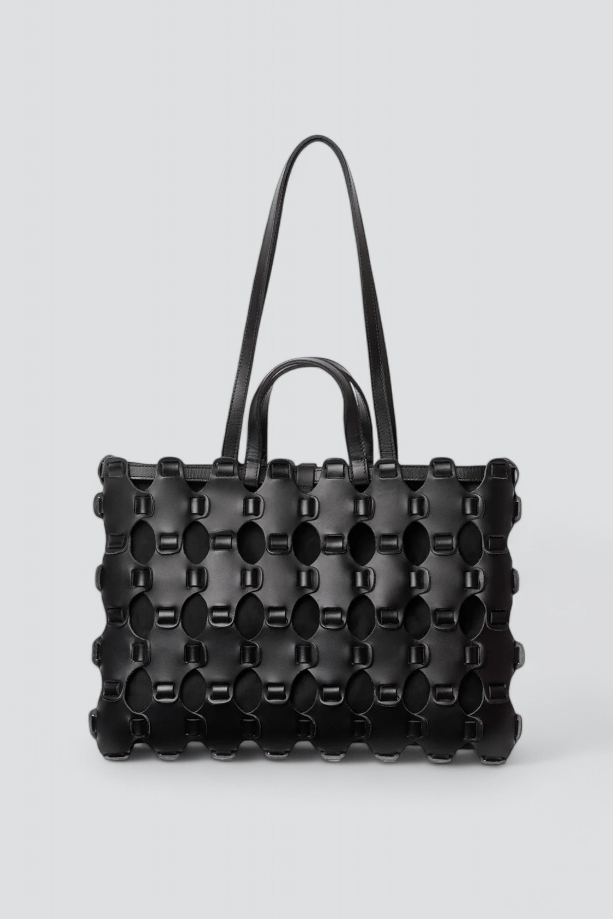Black Baguette Braided Tote