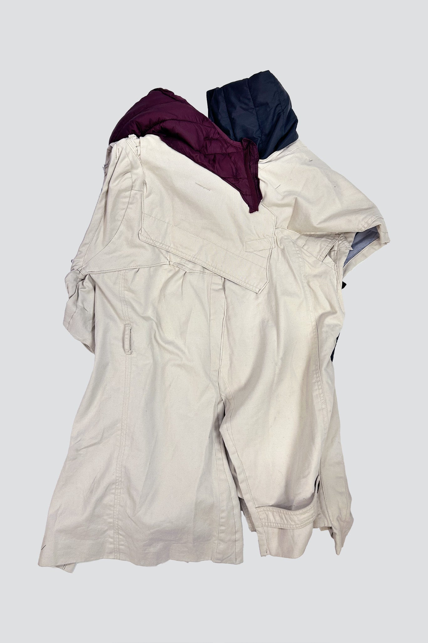 Beige/Navy Blue/Burgundy AMG Draped Trenchcoat