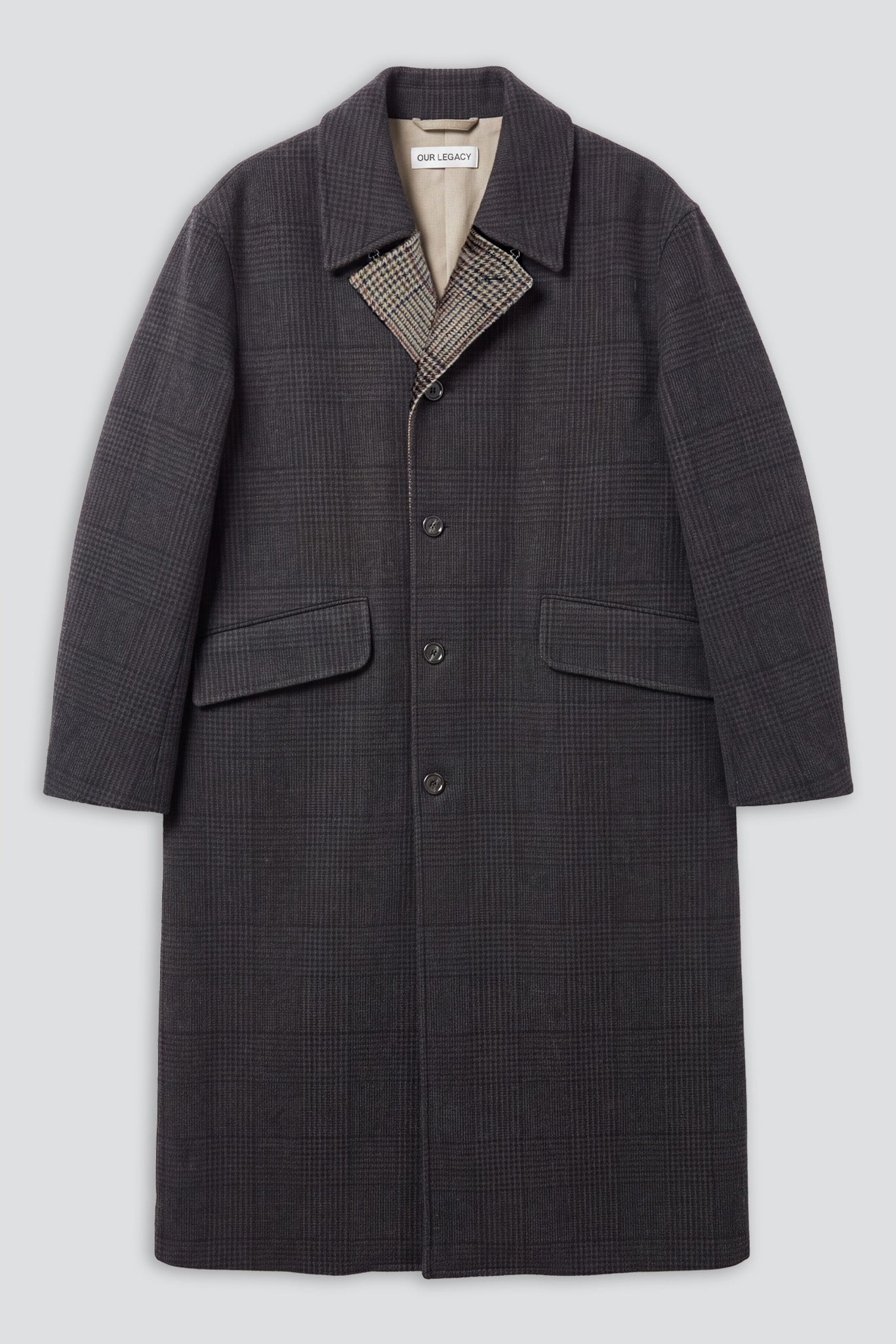 Bishop Check Tempered Wool Collapse Carcoat - Our Legacy