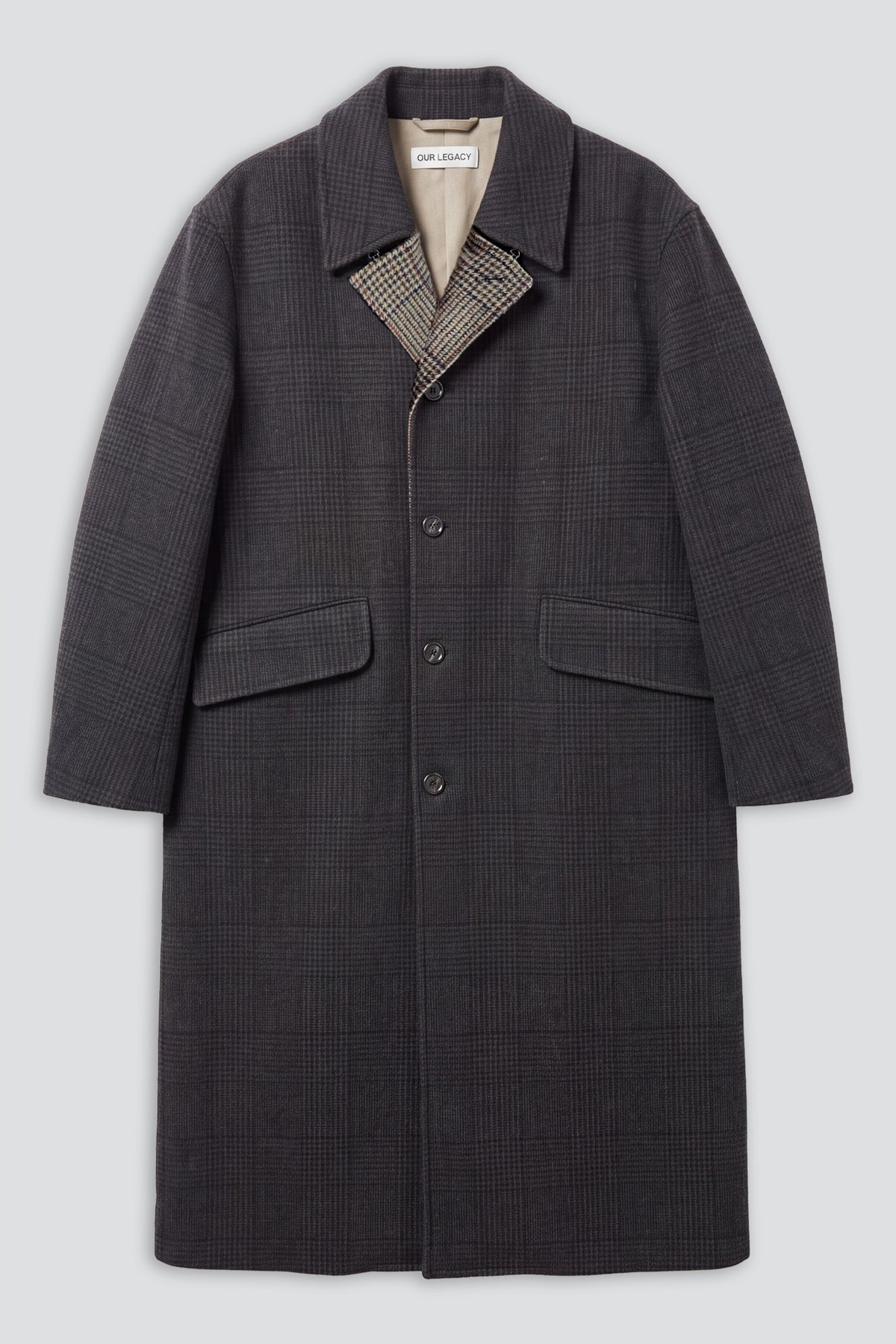 Bishop Check Tempered Wool Collapse Carcoat