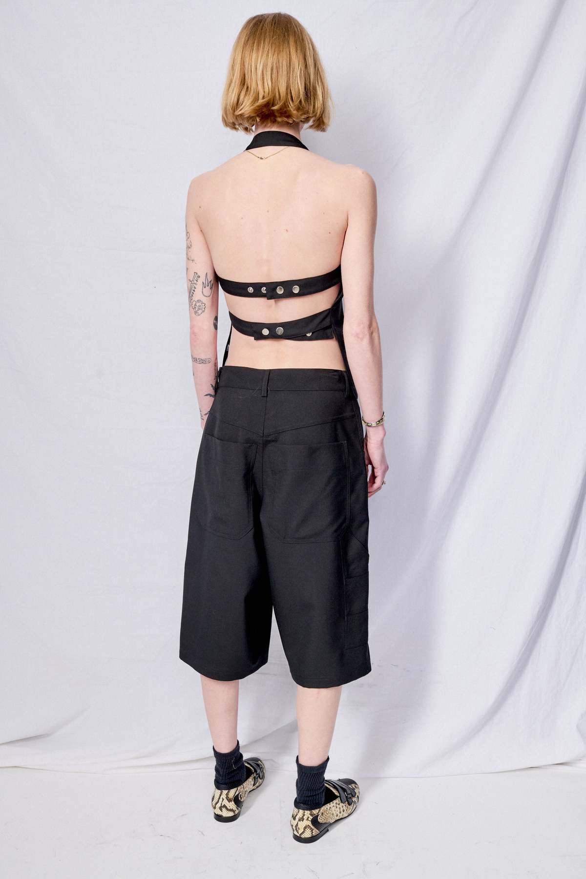 Black Suiting Strap Halter Top