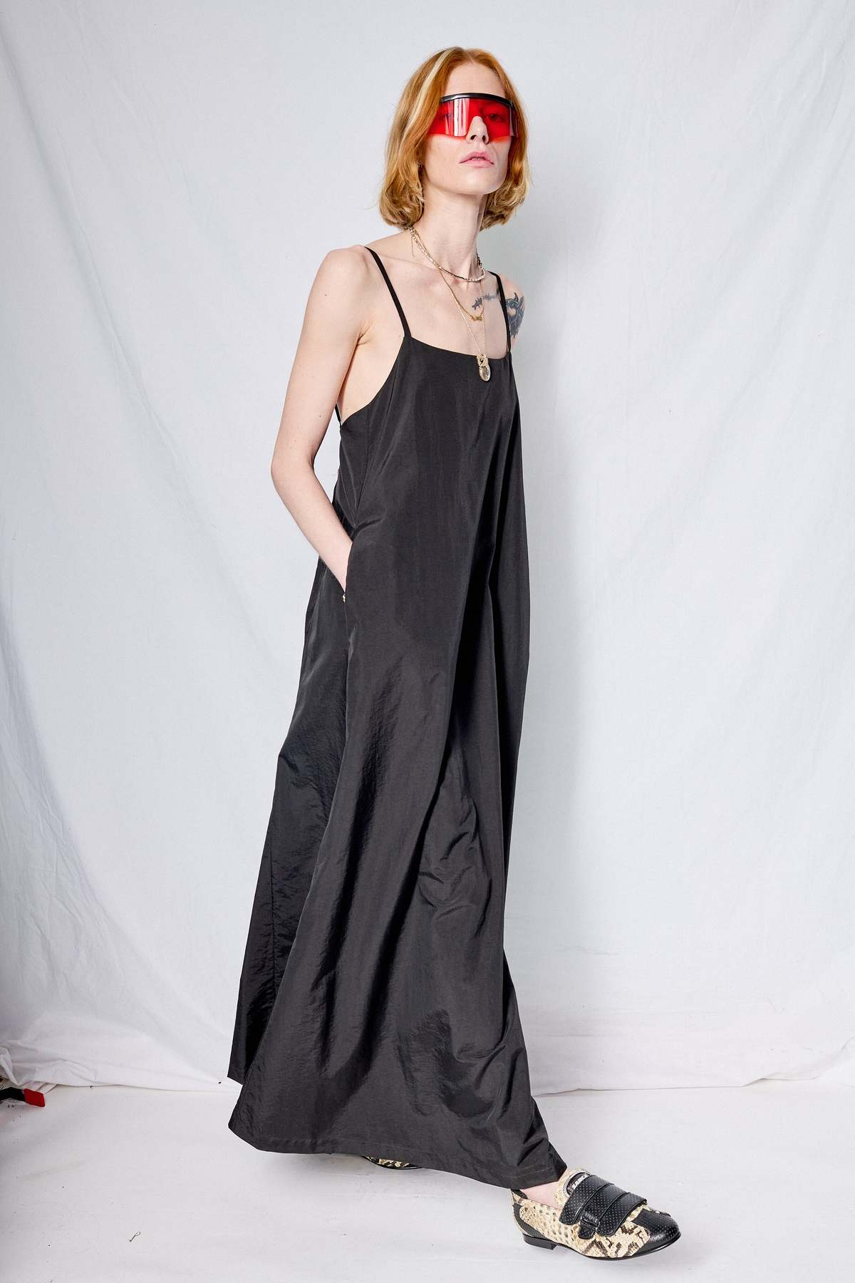 Black Taslan Long Dress