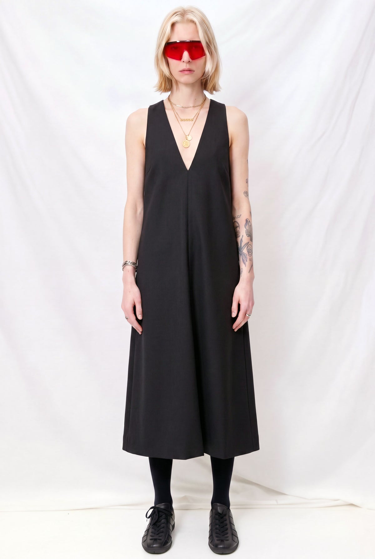 Black Suiting Trapeze Dress