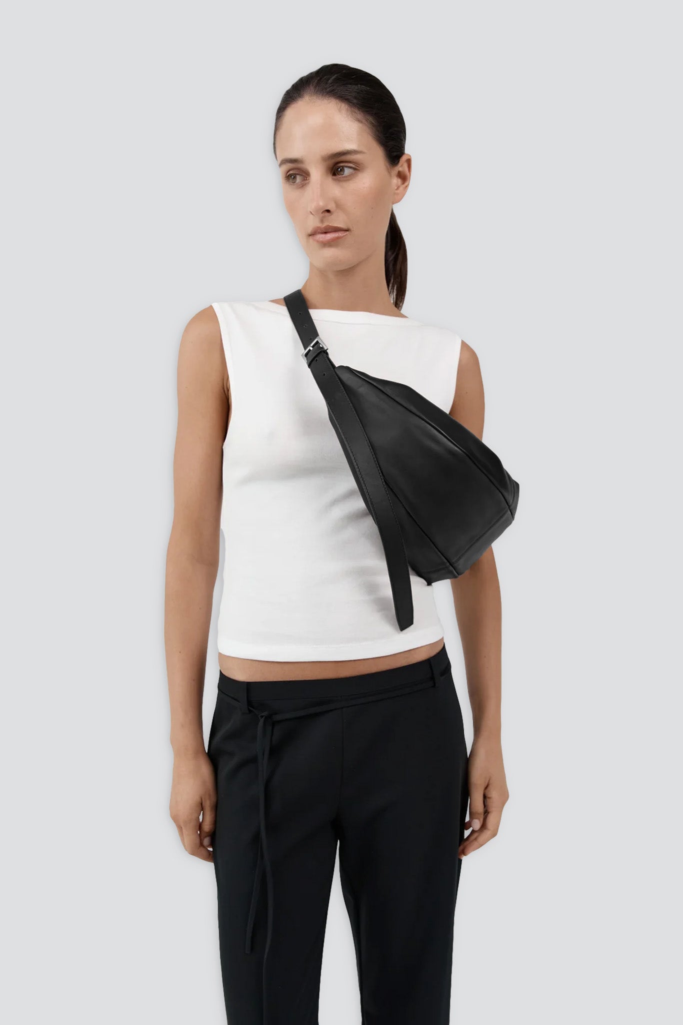 Black Adjustable Slim Crescent Bag
