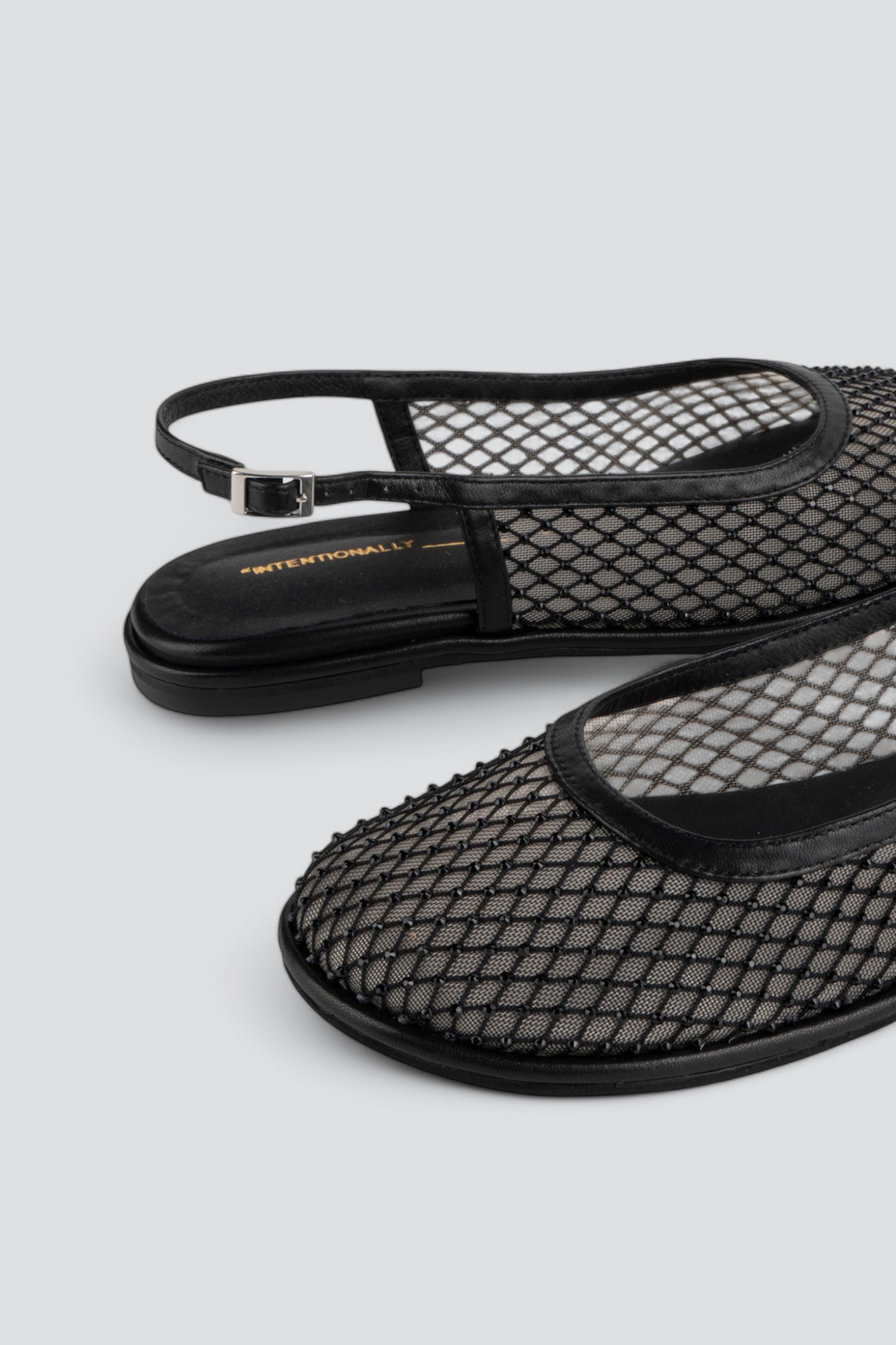 Black Anna Mesh Slingback Ballet Flat