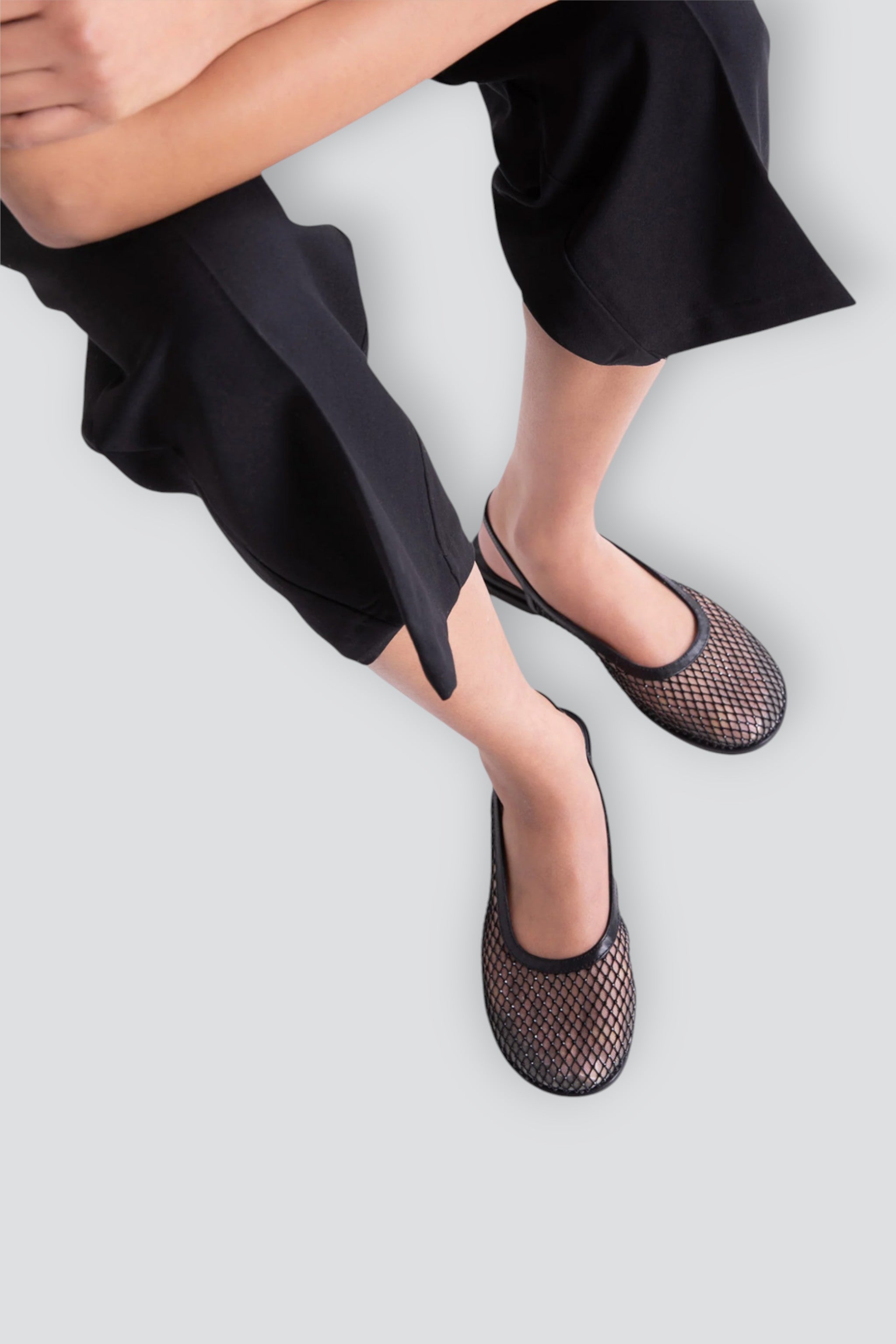 Black Anna Mesh Slingback Ballet Flat