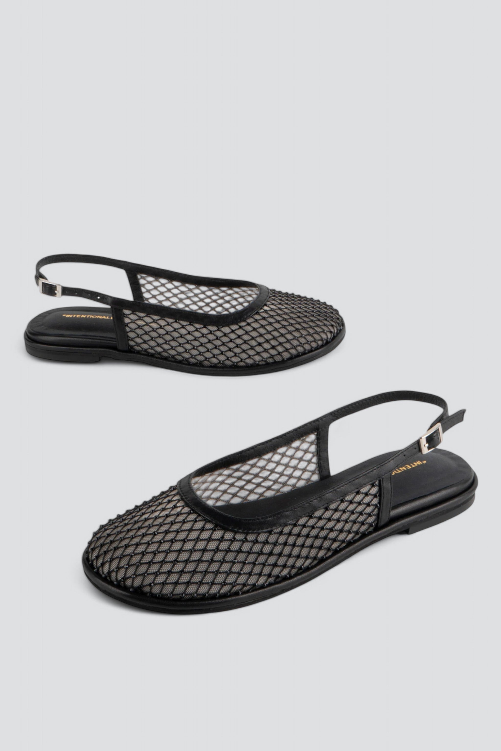 Black Anna Mesh Slingback Ballet Flat