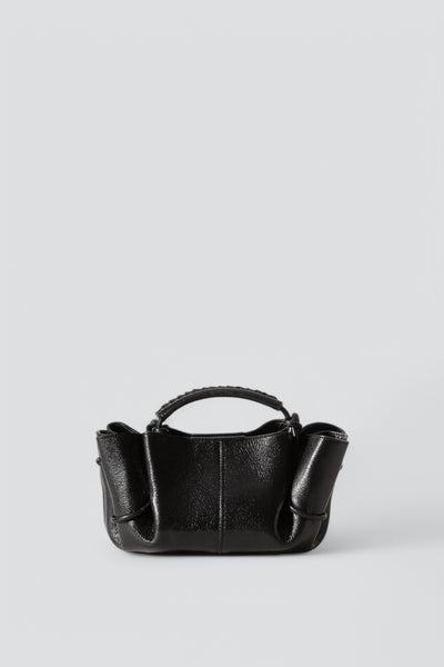 Black Vegan Shoulder Bag with Studded Cross, Spiked Chains