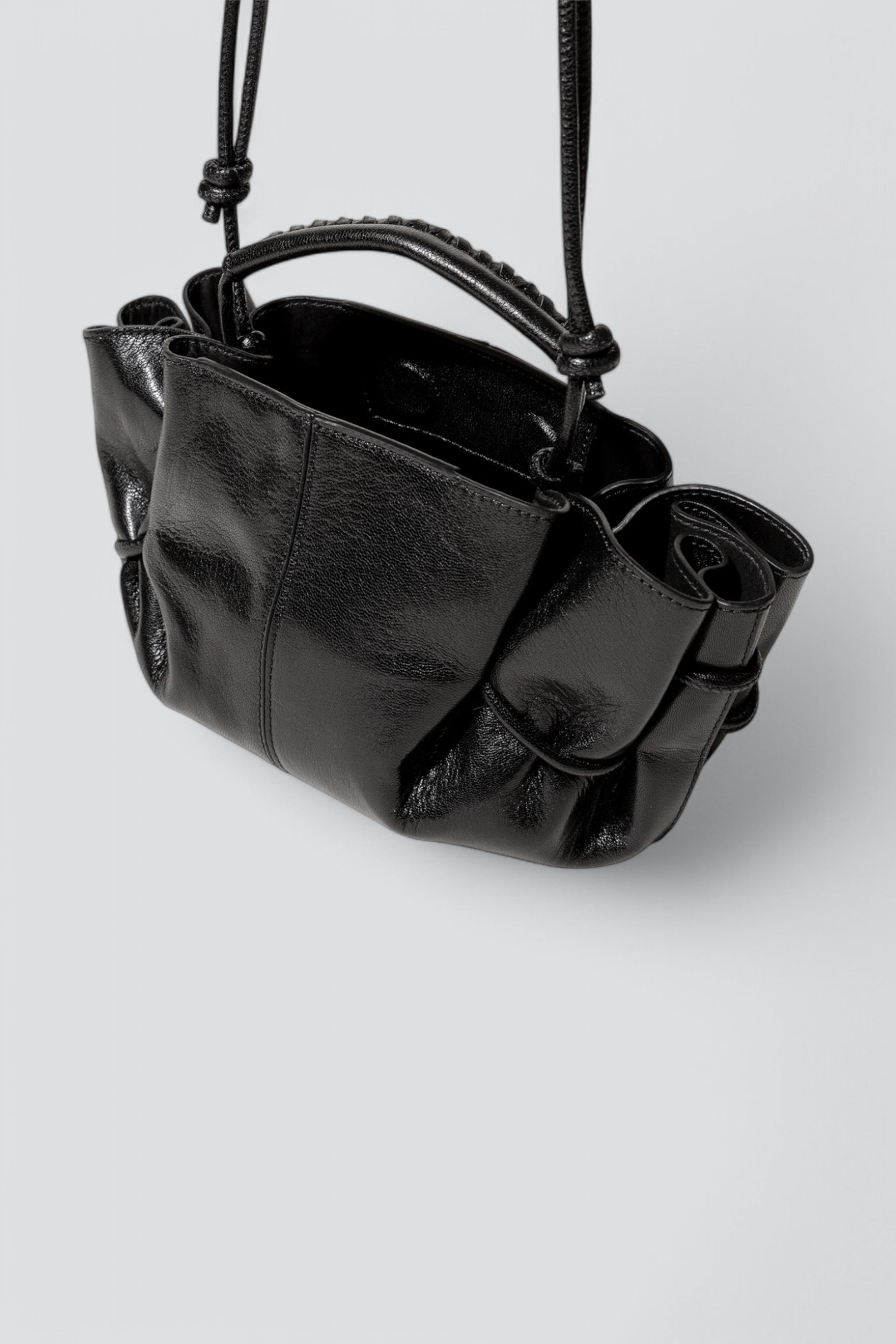 Black Arta Mini Pleated Shoulder Bag