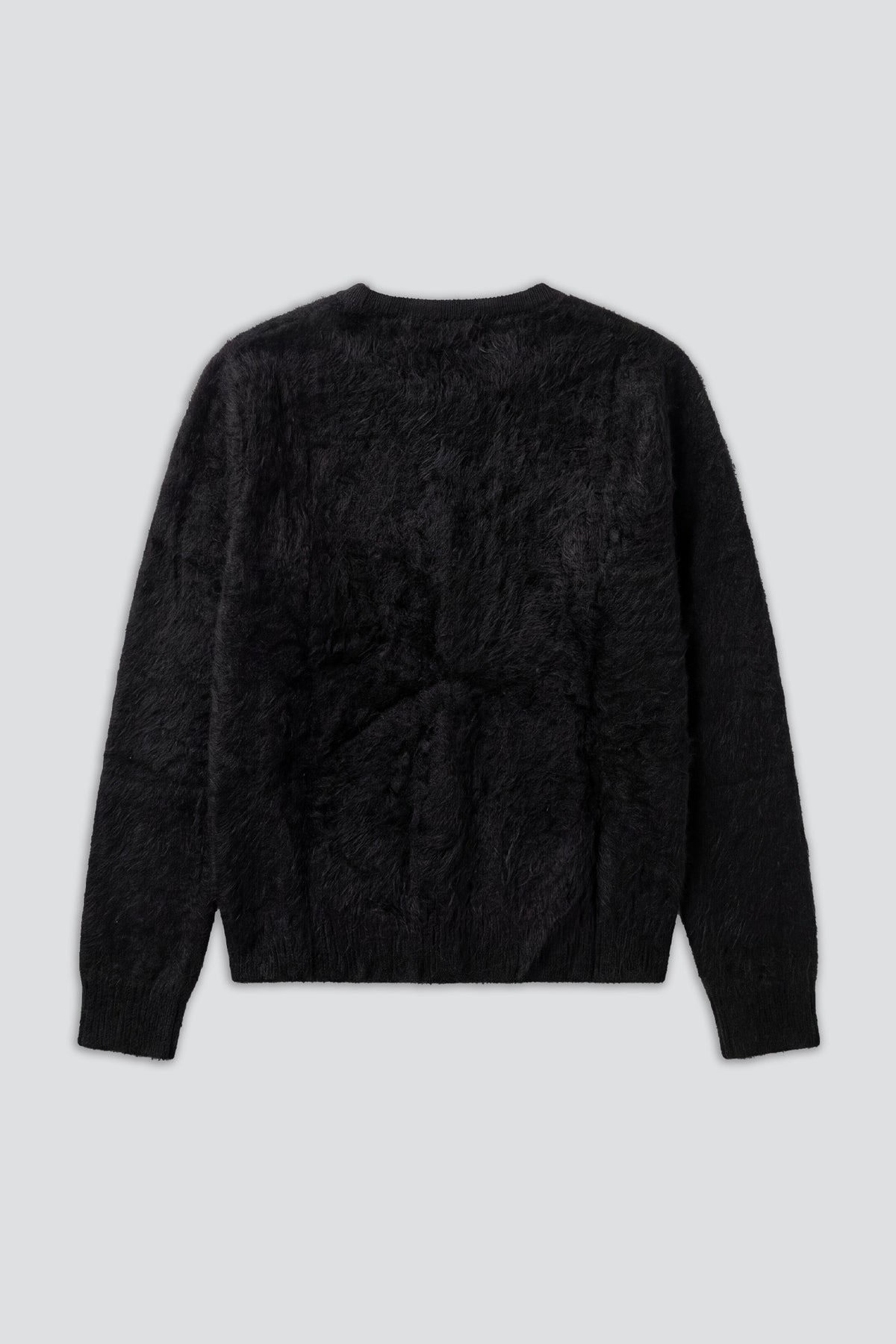 Black Brushed Crewneck Cardigan