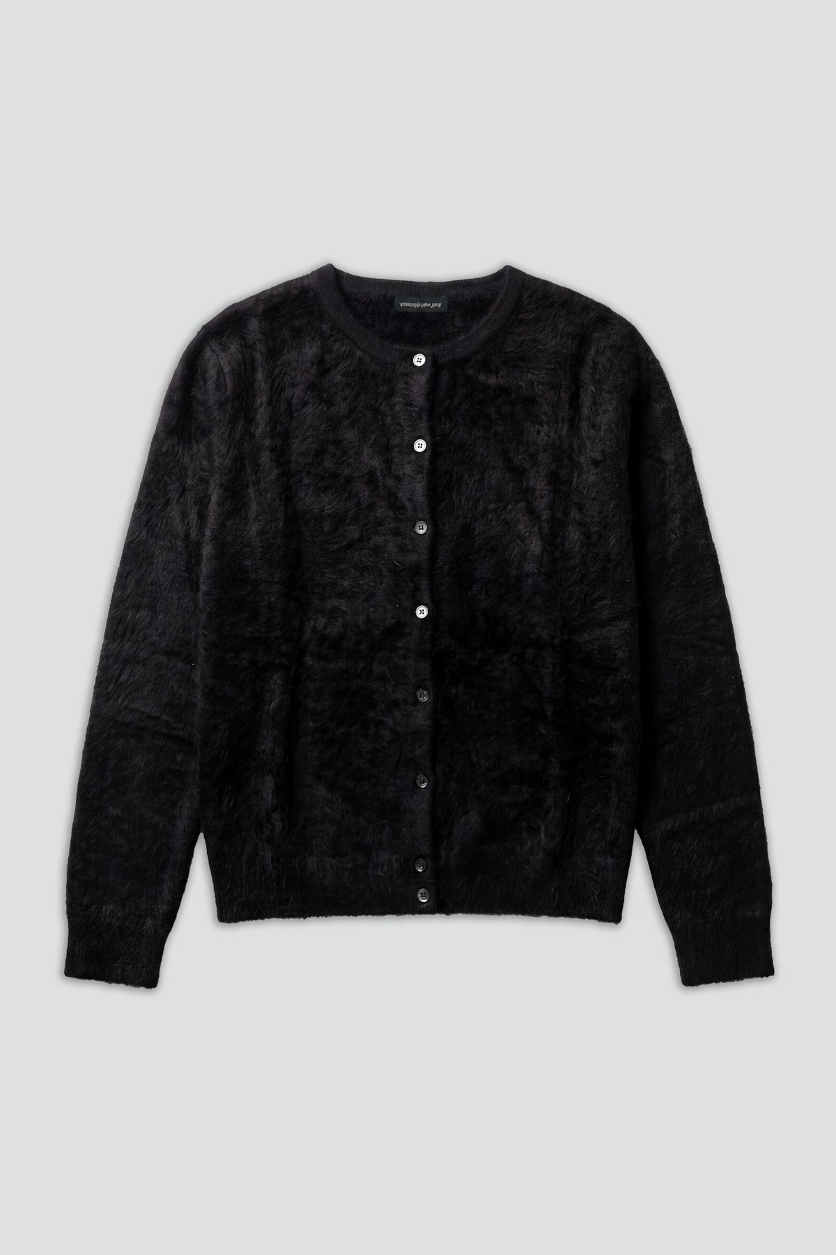 Black Brushed Crewneck Cardigan