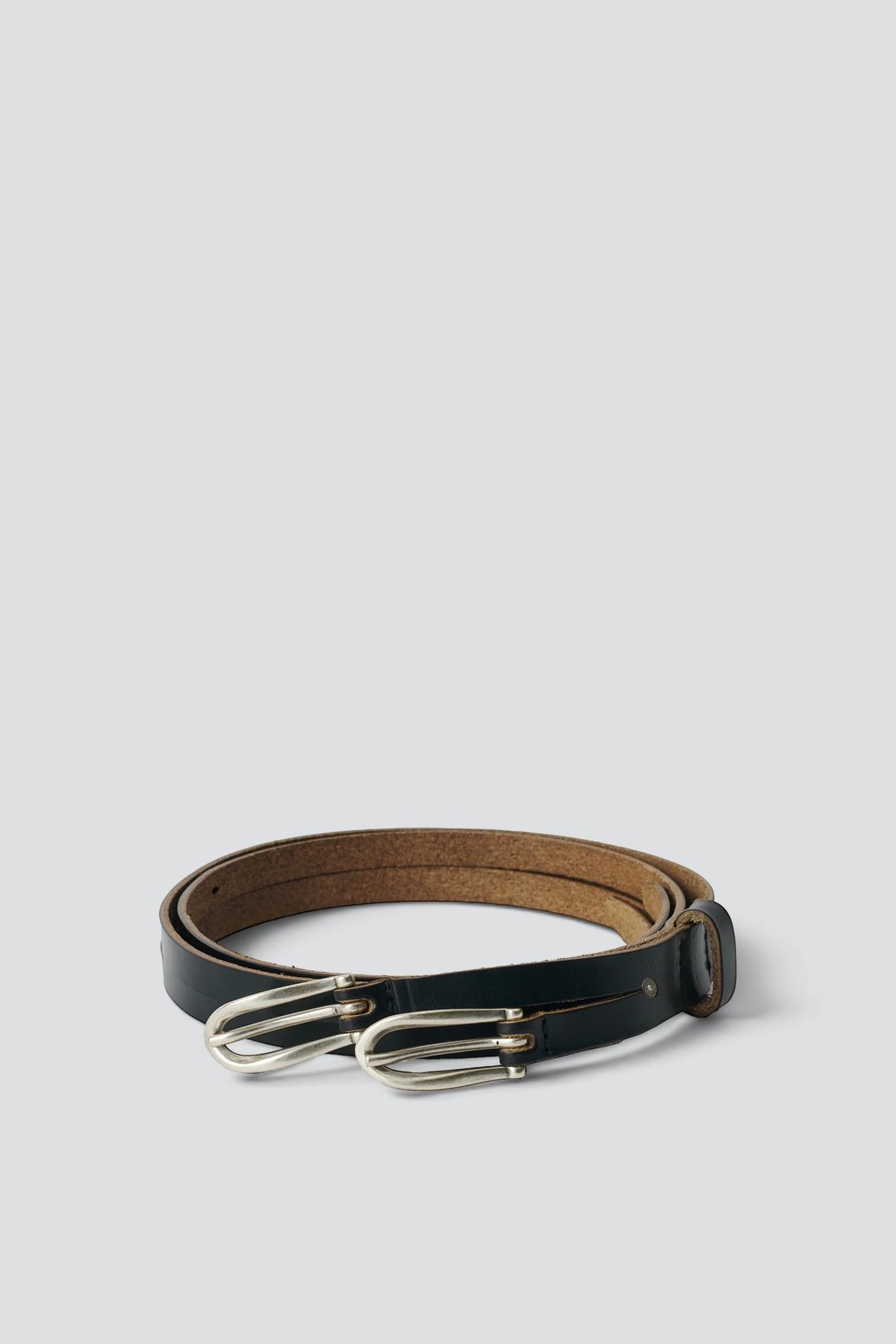 Black Chromexcel Leather Twin Tongue Belt
