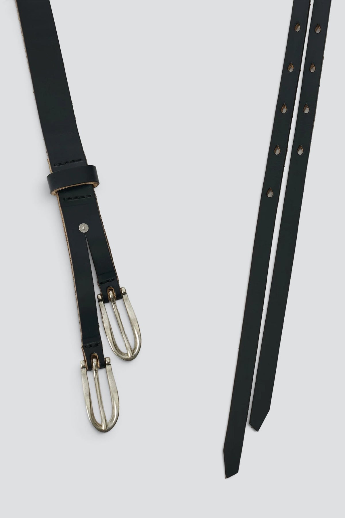 Black Chromexcel Leather Twin Tongue Belt