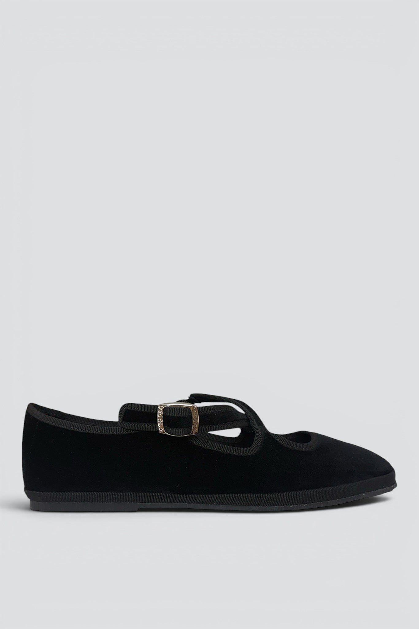 Black Cotton Velvet Nexus Flat