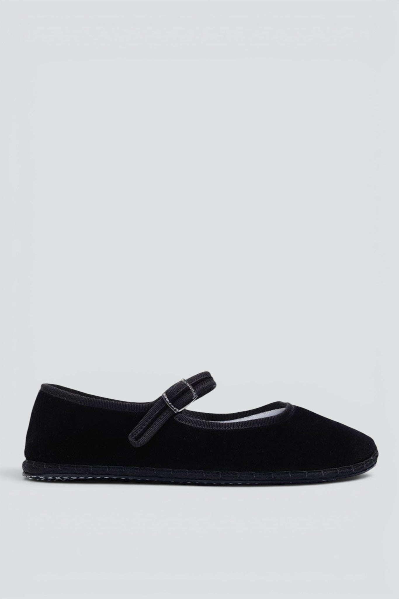 Black Cotton Velvet Square Toe Mary Jane