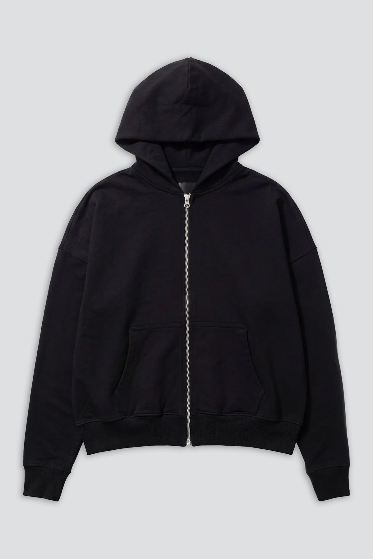 Black Cropped Zip Hoodie
